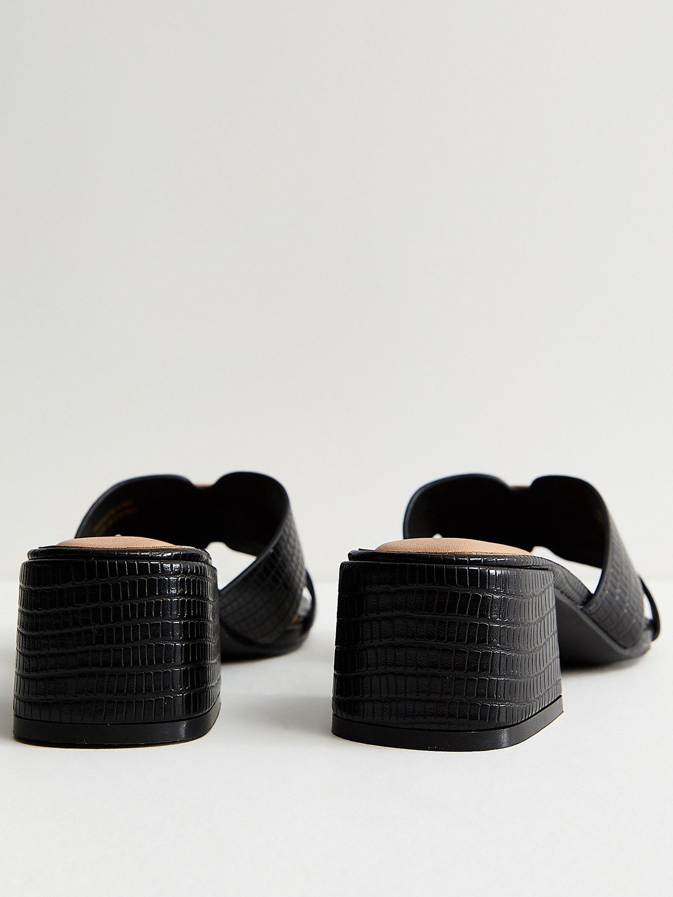 New Look Faux Leather Square Toe Block Heel Mule Sandals - Black | Very