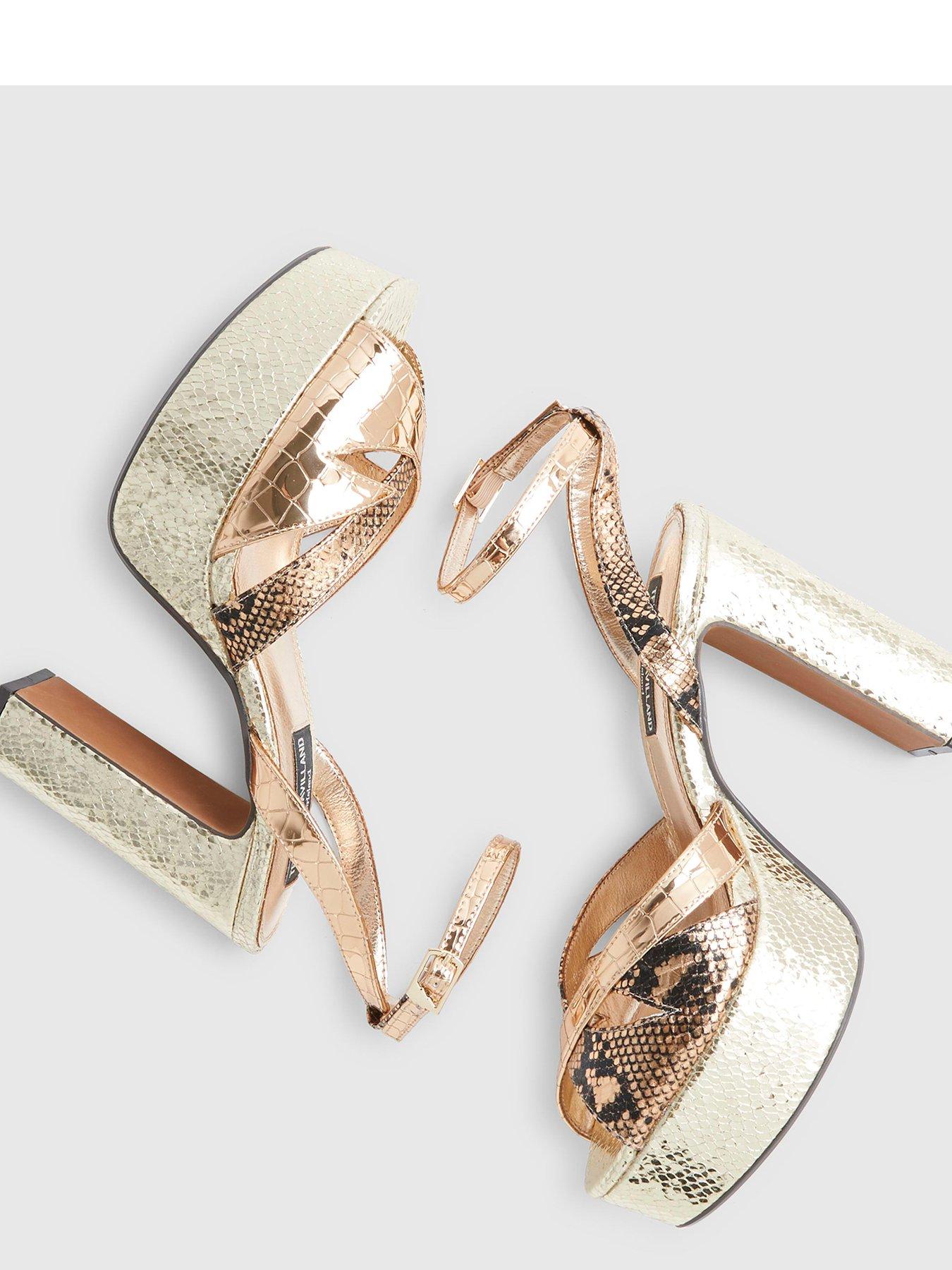 Image 5 of 6 of River Island TDH Crossstrap Platform Sandal - Gold
