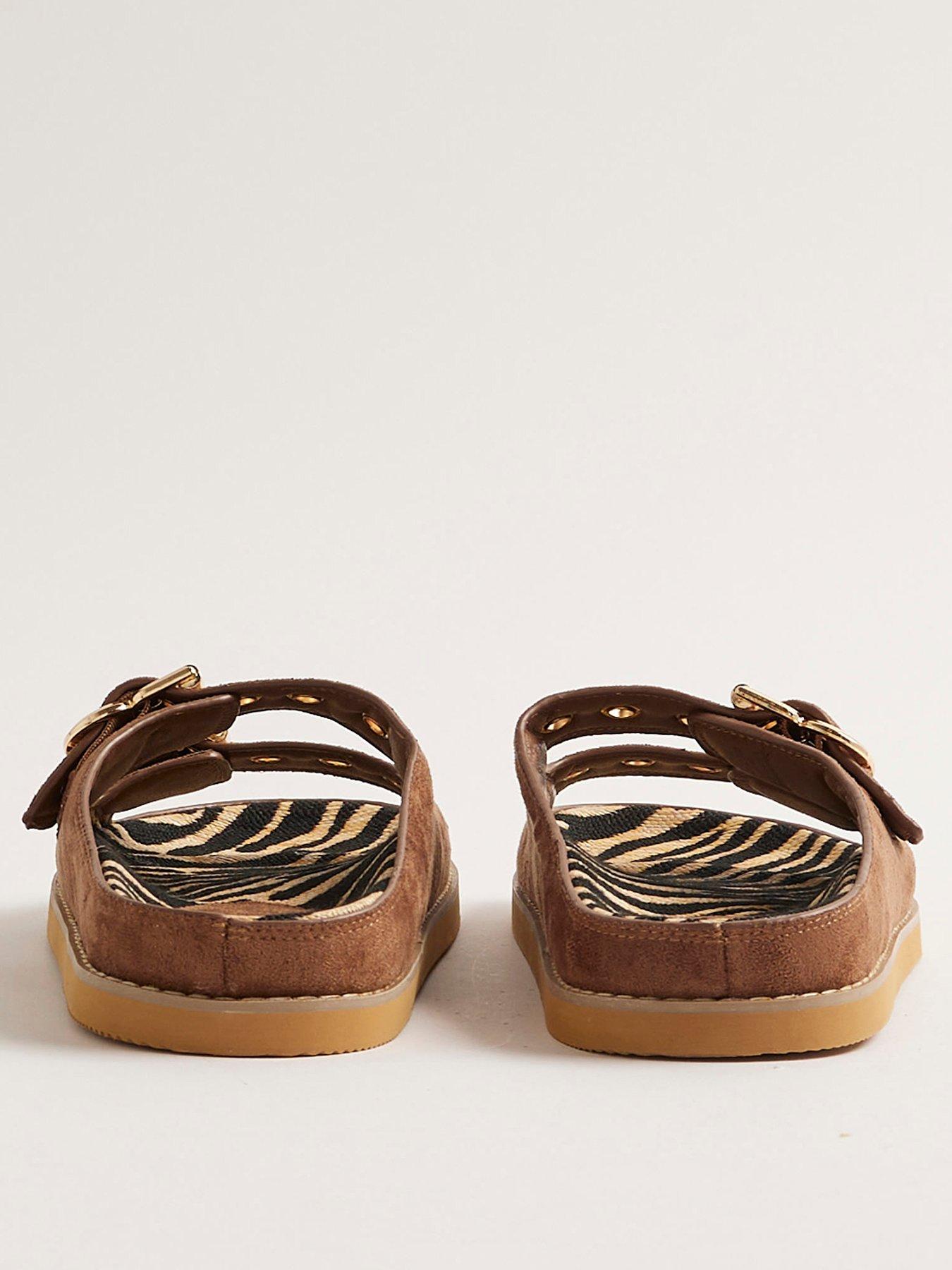Image 4 of 6 of River Island Animal Double Strap Sandal - Brown
