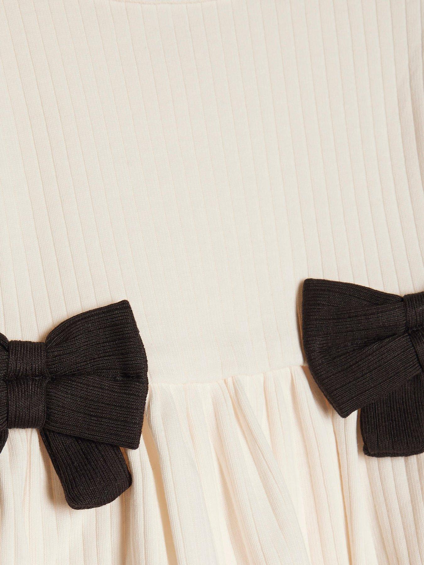 Image 5 of 5 of River Island Baby Girls Bow Peplum Ribbed Top Set - Cream