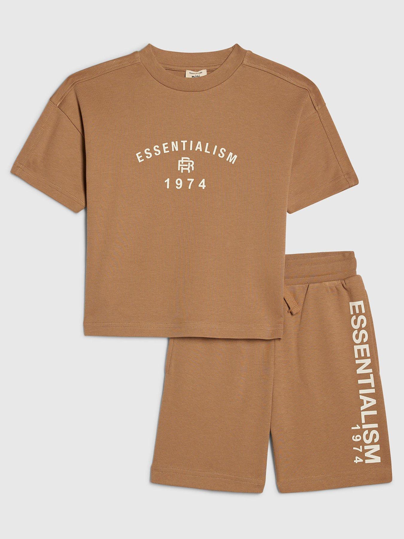 River Island Mini Boys Essentialism T-Shirt Set - Brown