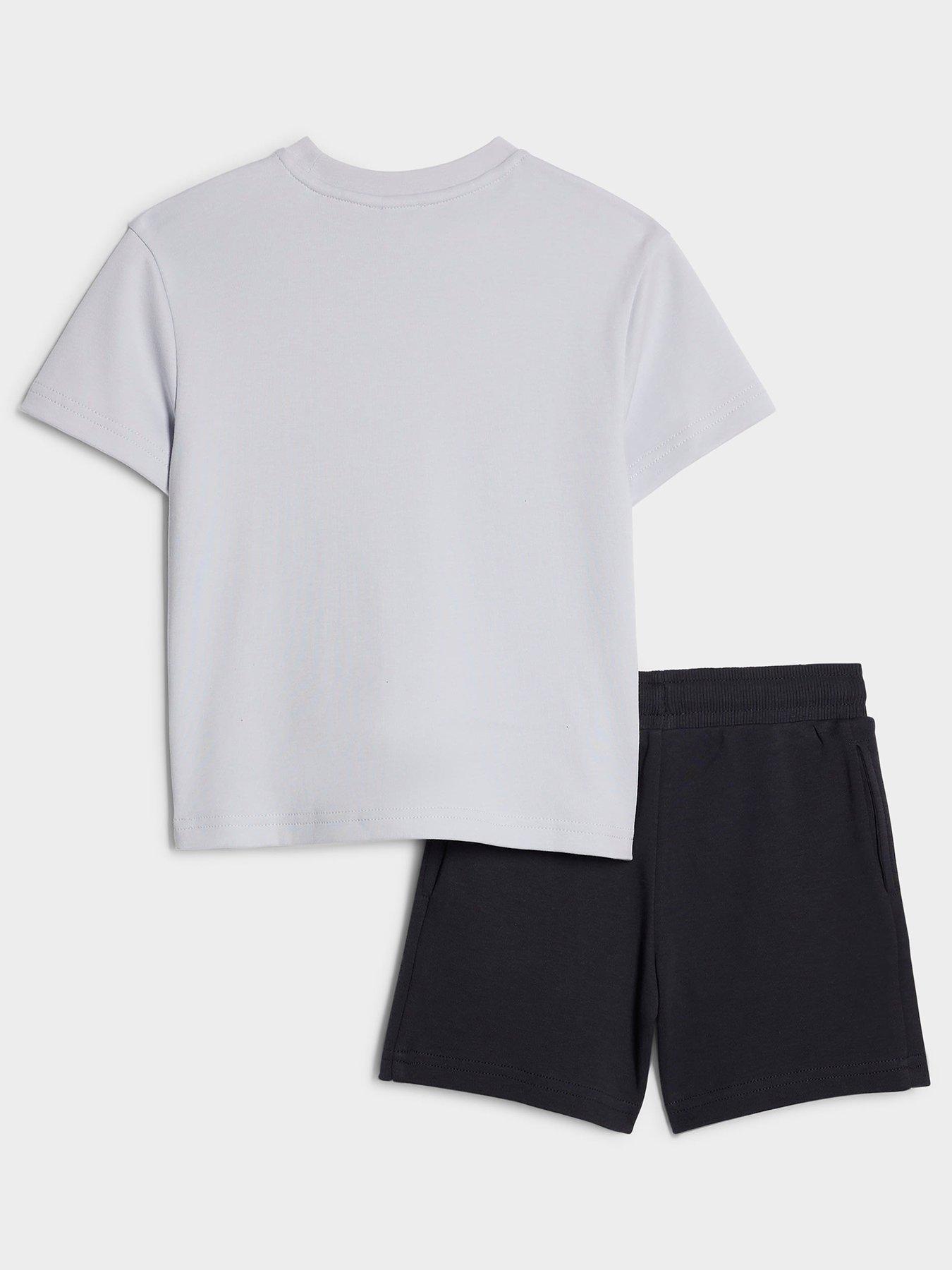 Image 2 of 5 of River Island Mini Boys Essentialism T-Shirt &amp; Shorts Set - Light Blue