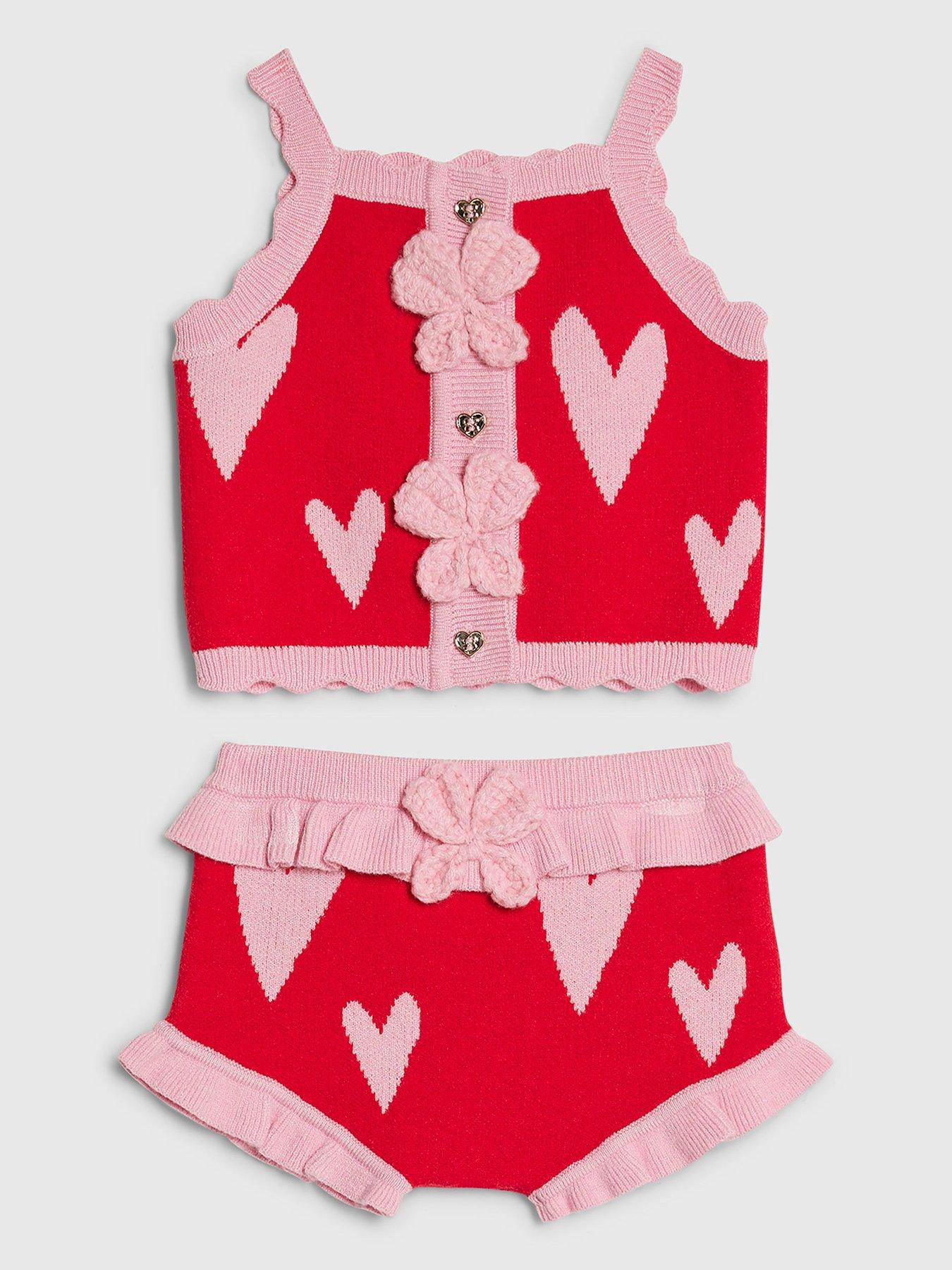 River Island Baby Girls Heart Knitted Set - Red