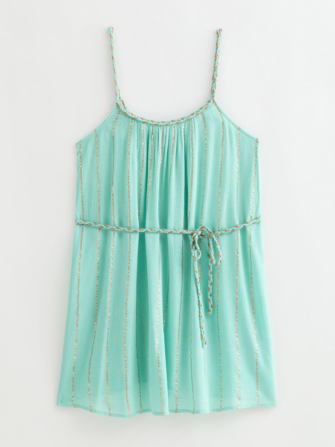 Image 5 of 6 of New Look Turquoise Plaited Belt Beach Mini Dress