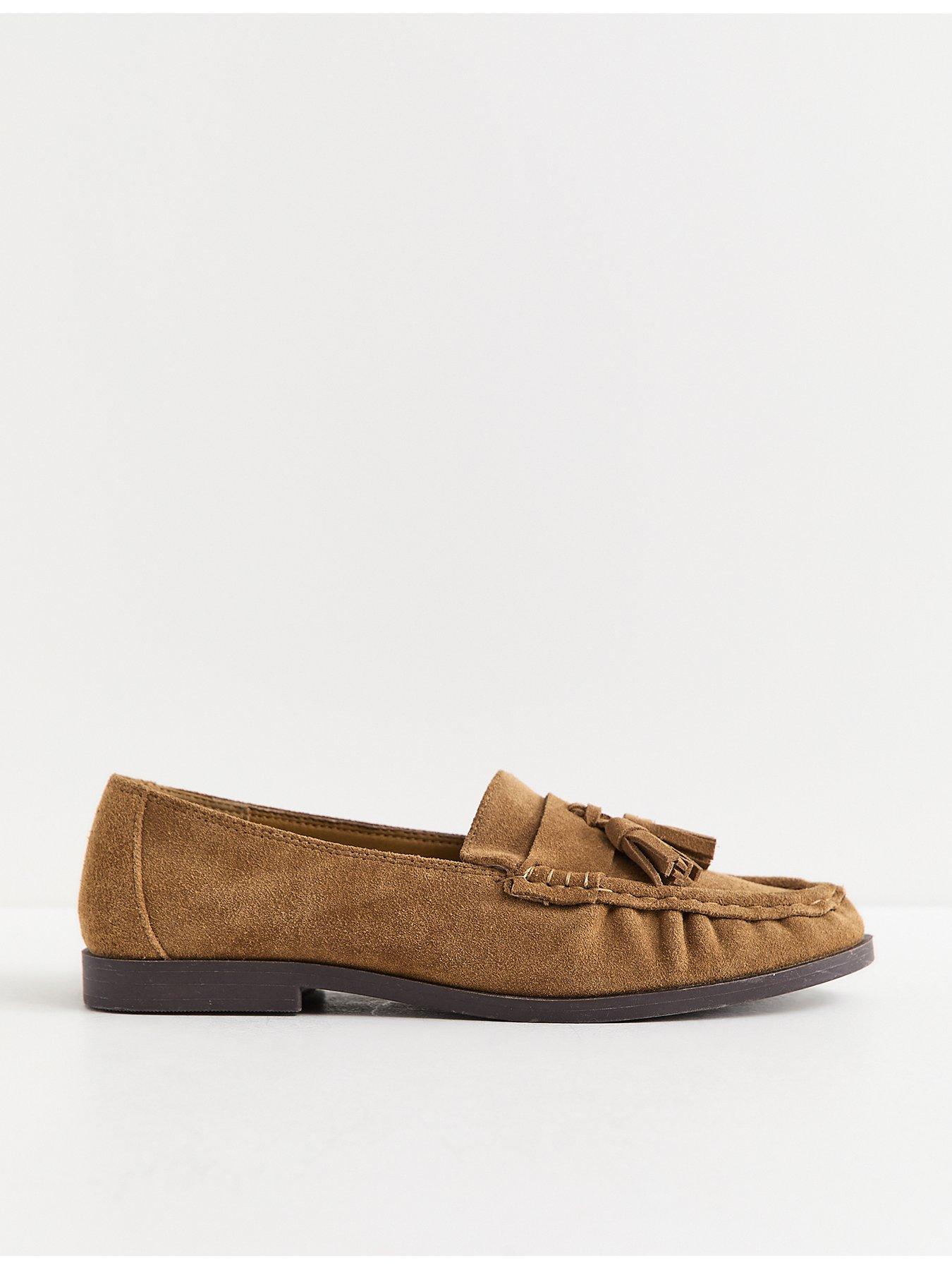 New Look Premium Real Leather Camel Suede Tassel Loafers