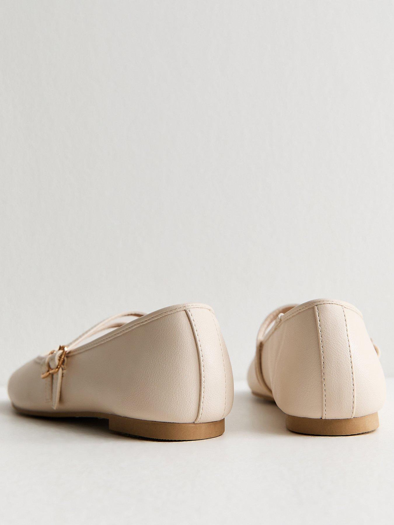 New Look Faux Leather Double Strap Mary Jane Ballet Flats - Off-White ...