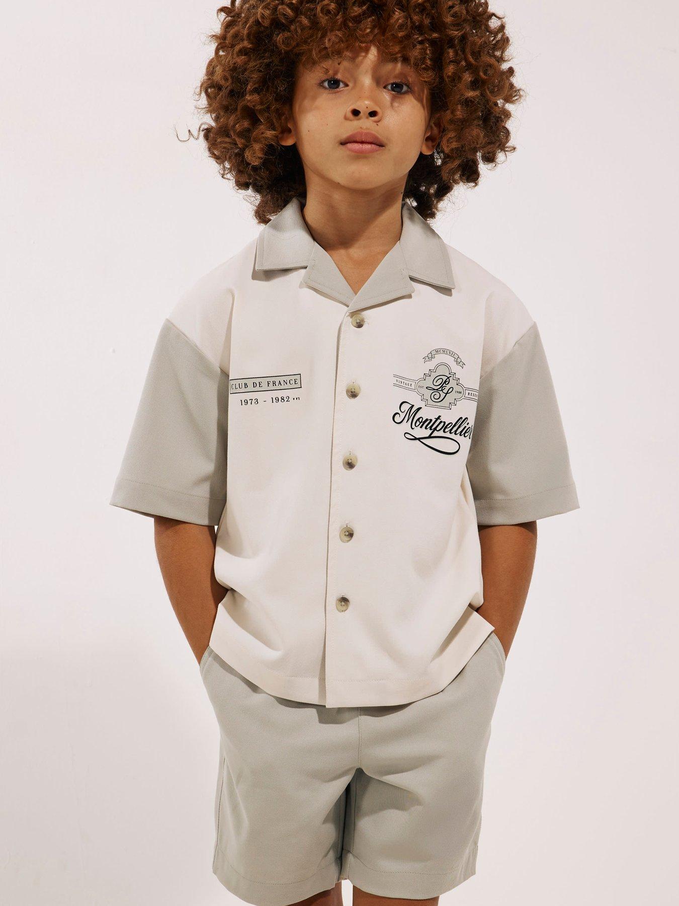 River Island Mini Mini Boys Montpellier Shirt And Short Back Print Set - Green
