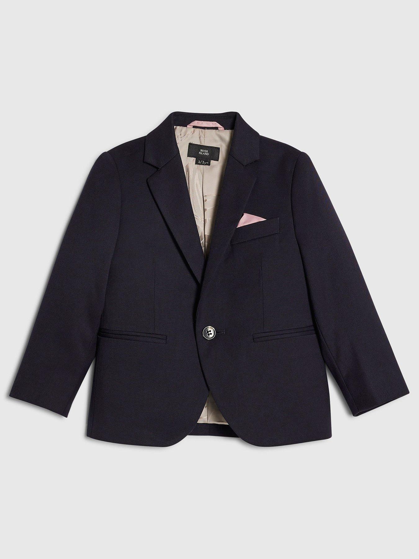Image 1 of 6 of River Island Mini Boys Tailored Suit Jacket - Navy