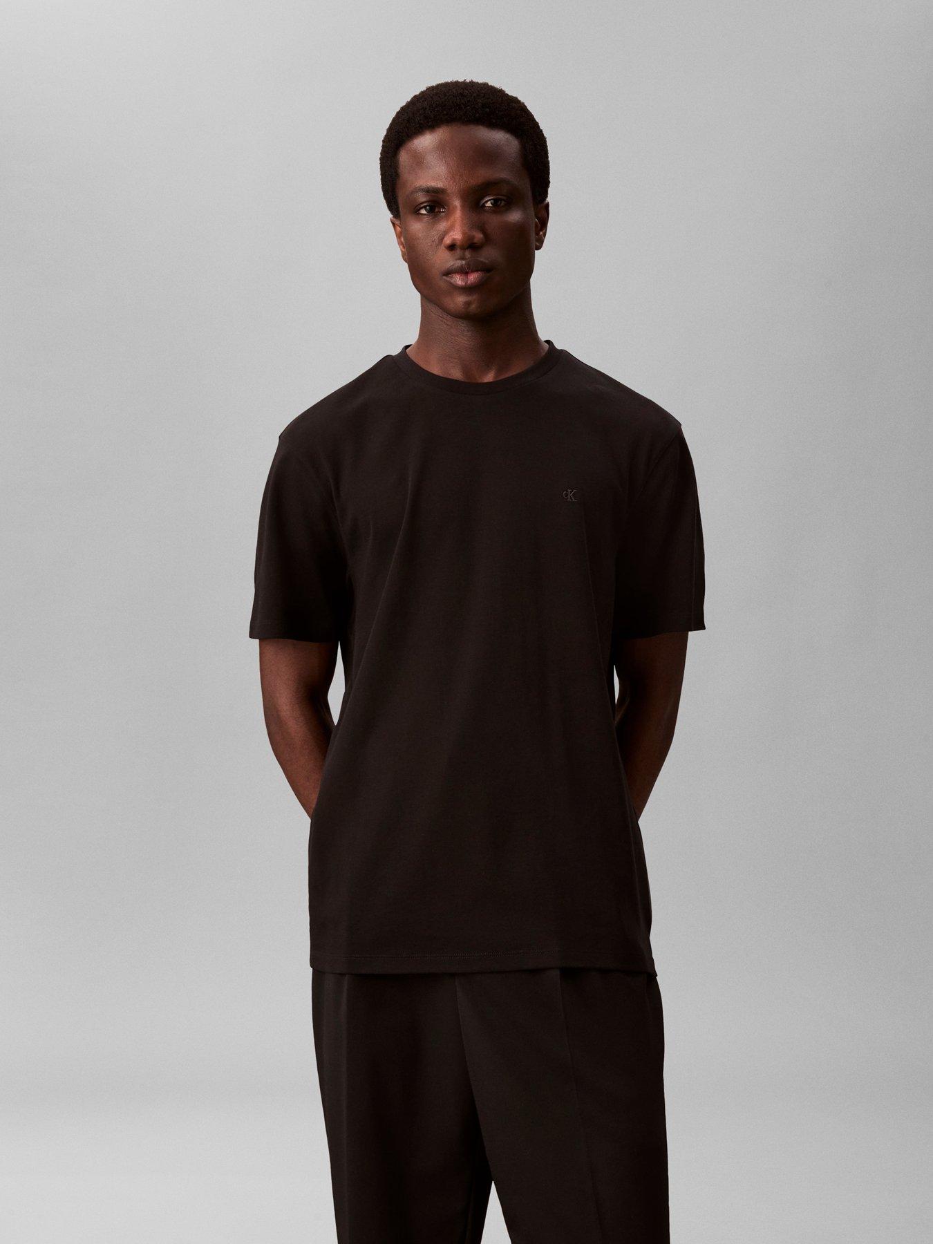 Calvin Klein Embroidered Logo T-Shirt, Black, Size L, Men