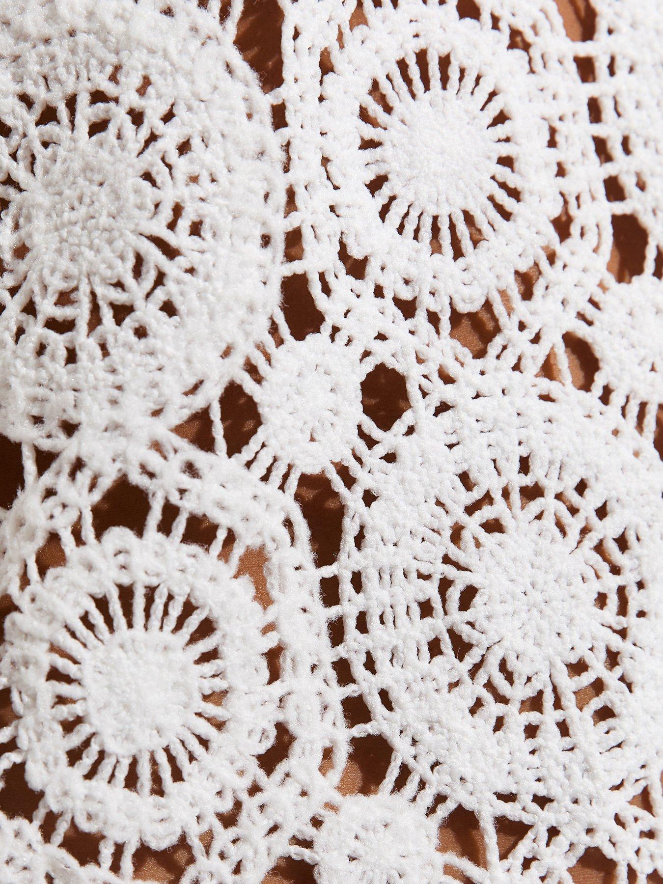 Image 5 of 5 of New Look White Floral Mini Beach Crochet Dress