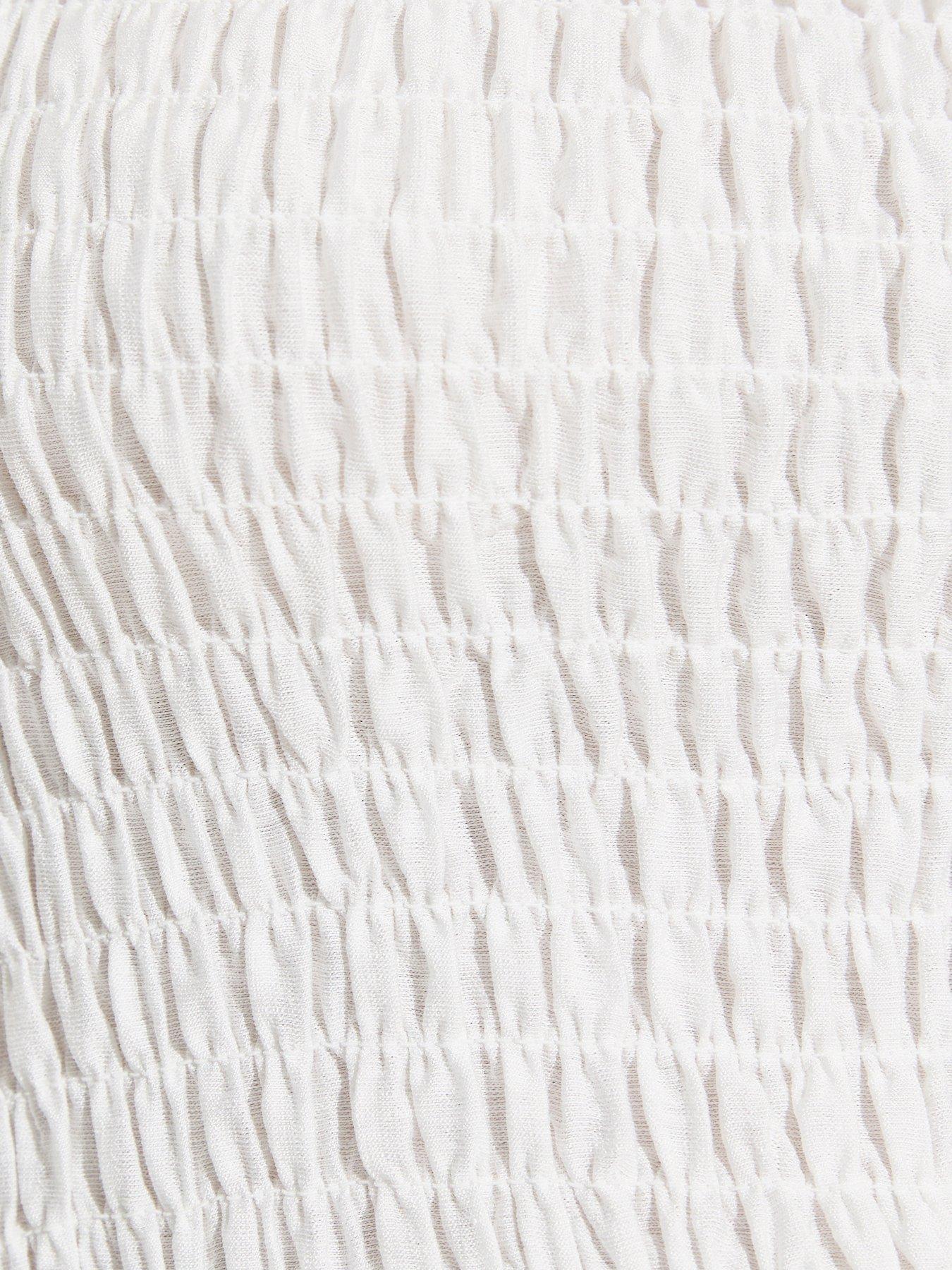 Image 5 of 5 of New Look White Lace Trim Shirred Mini Dress