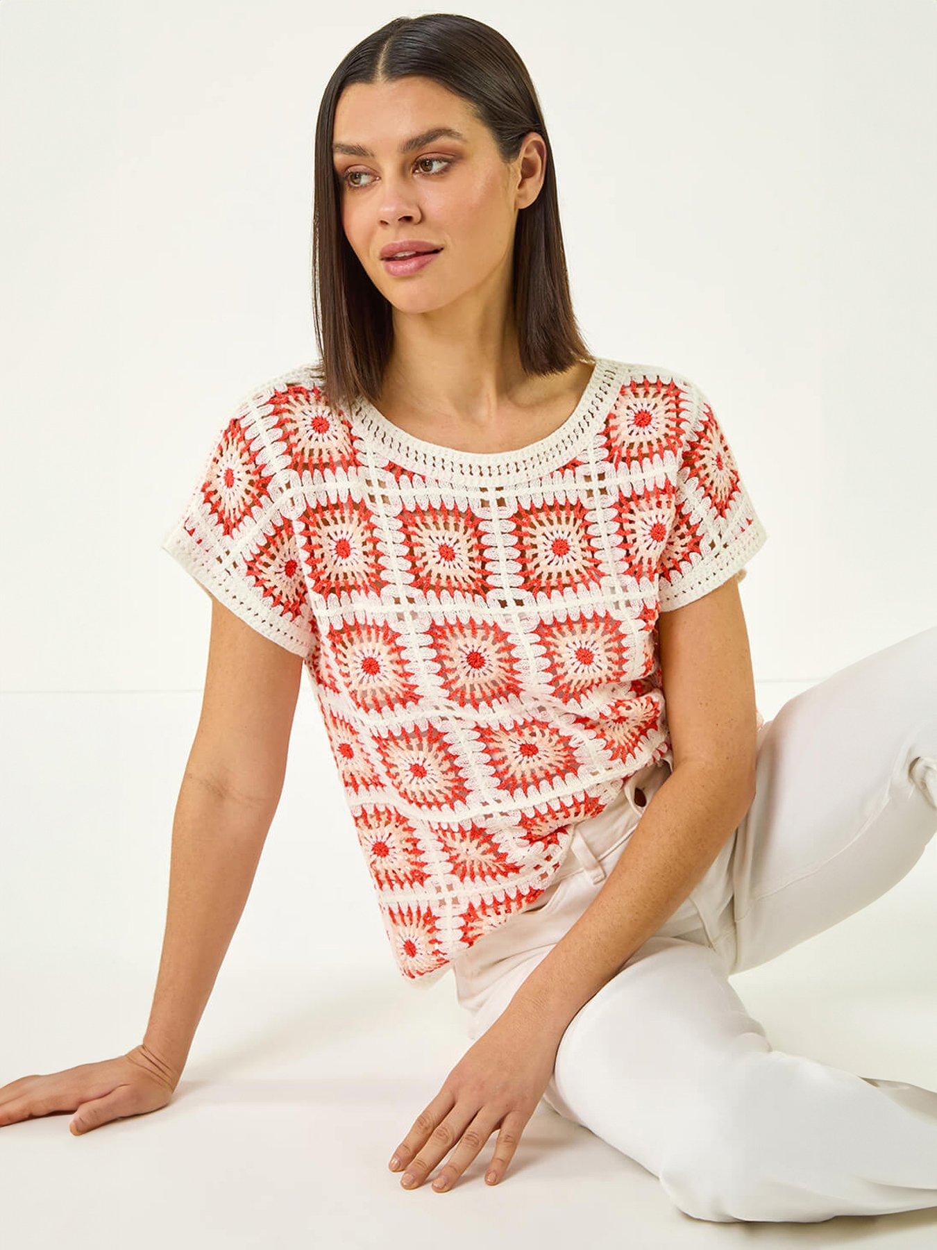 Roman Crochet Knit Tee