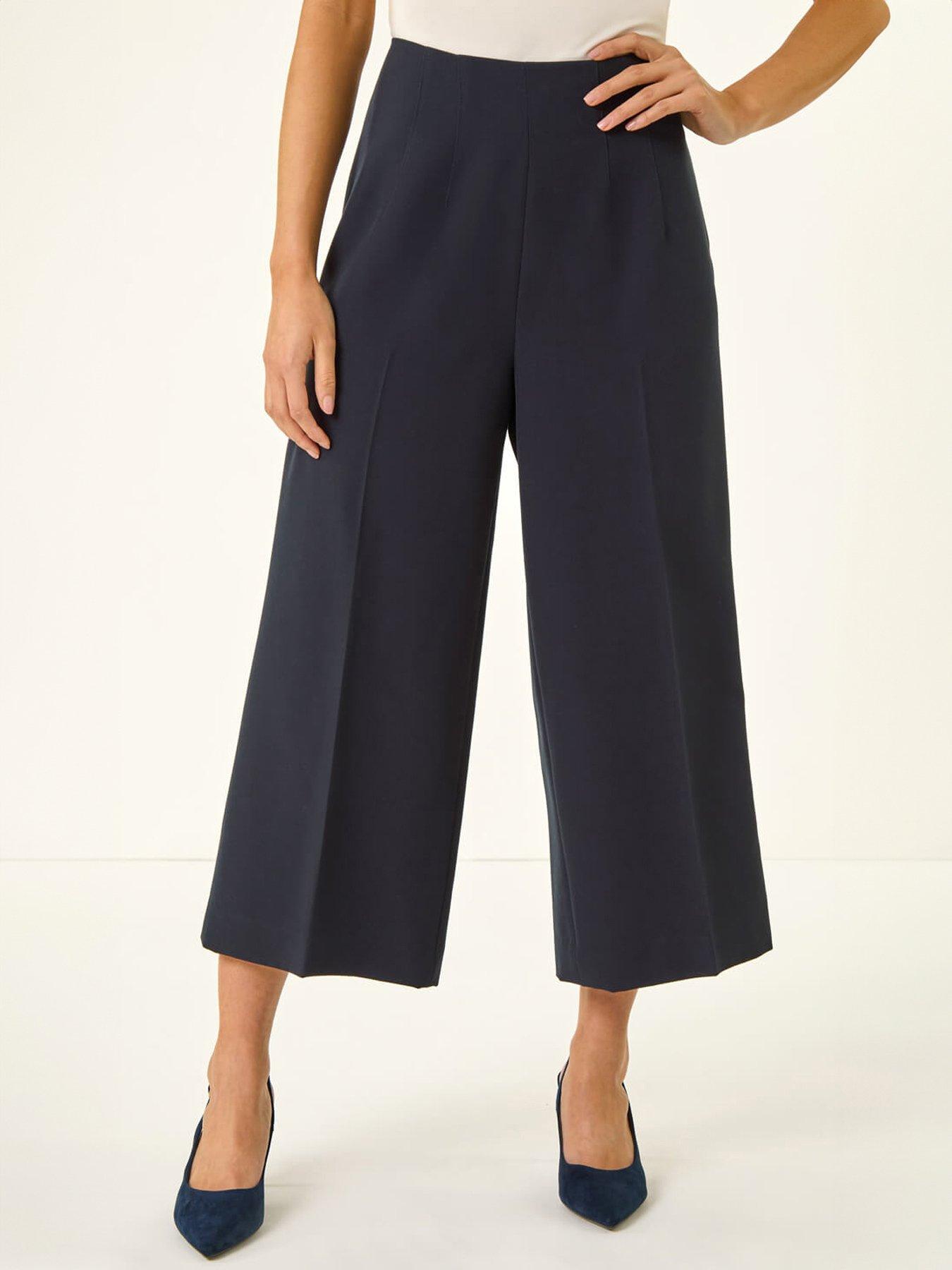 Roman Petite Cropped Wide Leg Stretch Trouser