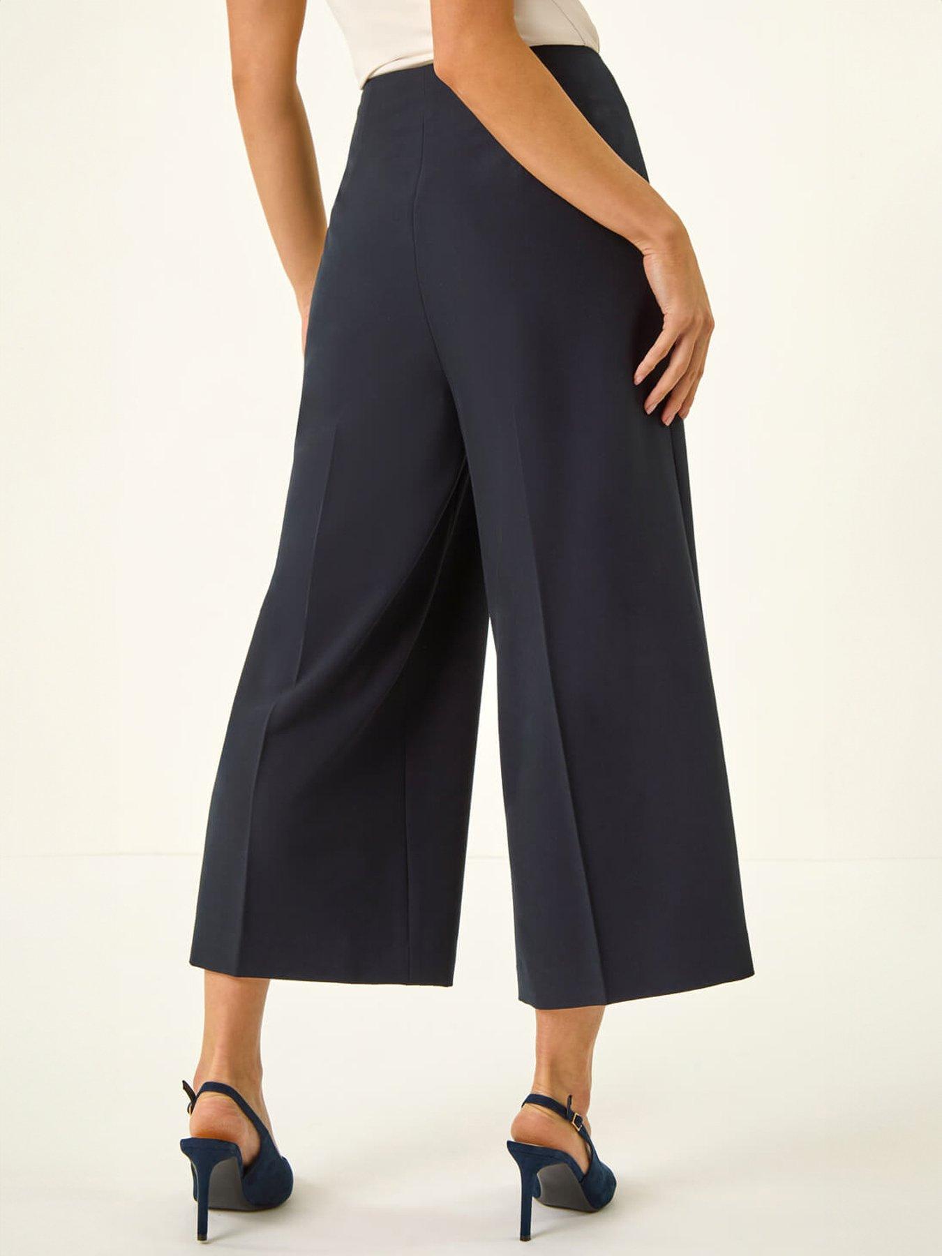 Image 2 of 5 of Roman Petite Cropped Wide Leg Stretch Trouser