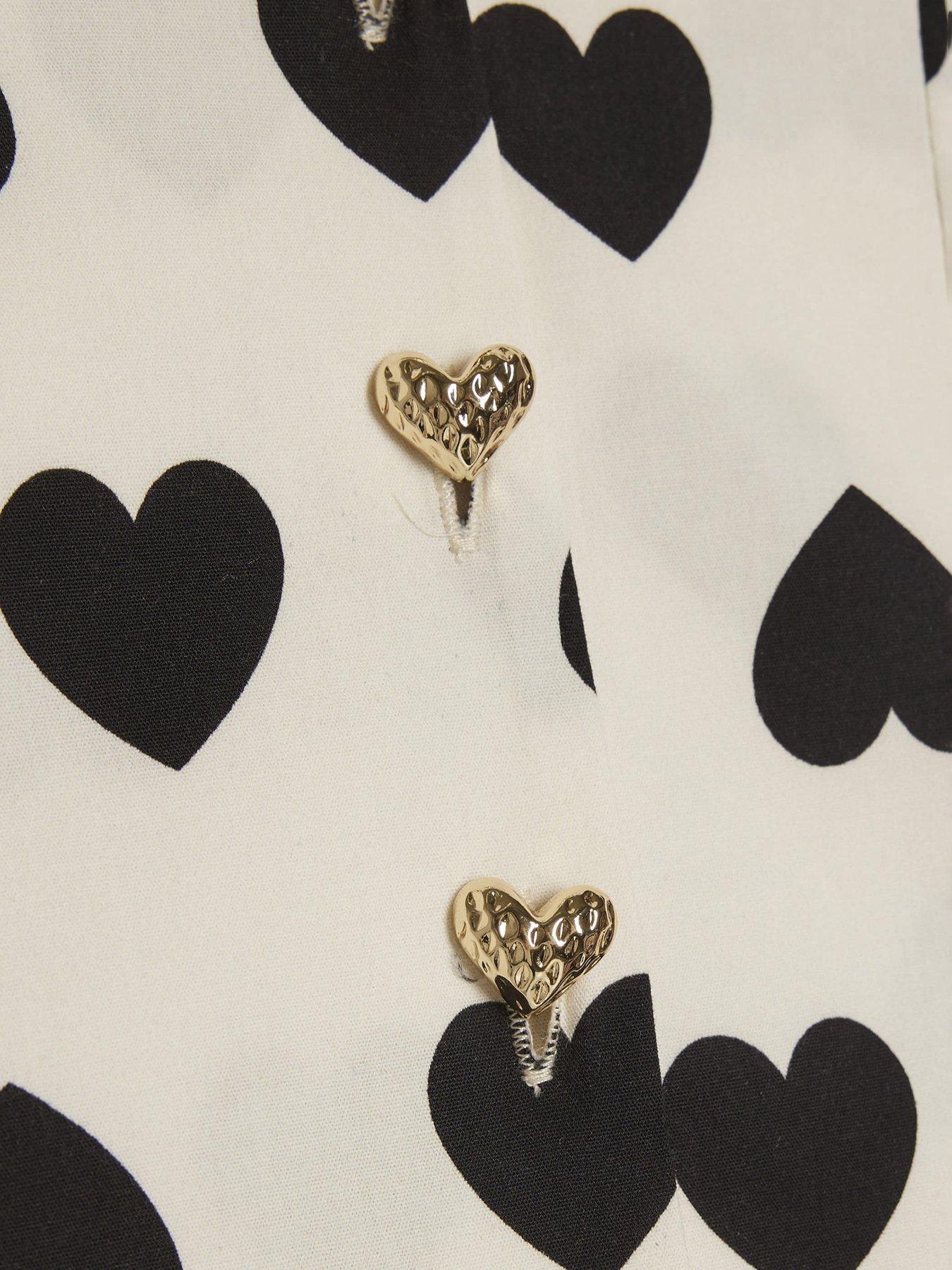 Image 5 of 5 of River Island Older Girls Heart Print Bow Top - White