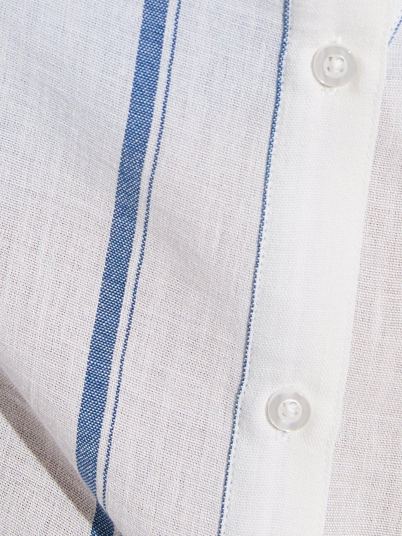 Image 5 of 5 of New Look White And Blue Striped Co-ord Beach Shirt
