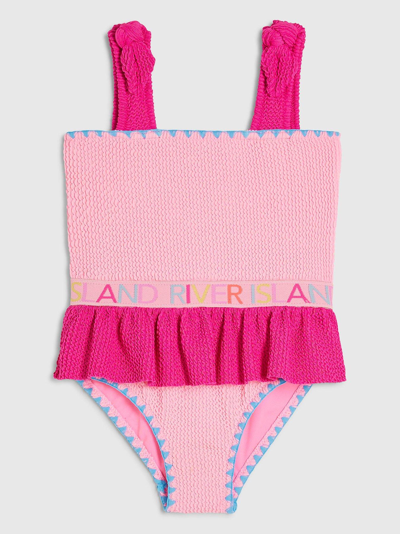 river-island-mini-girls-textured-elastic-swimsuit-pink