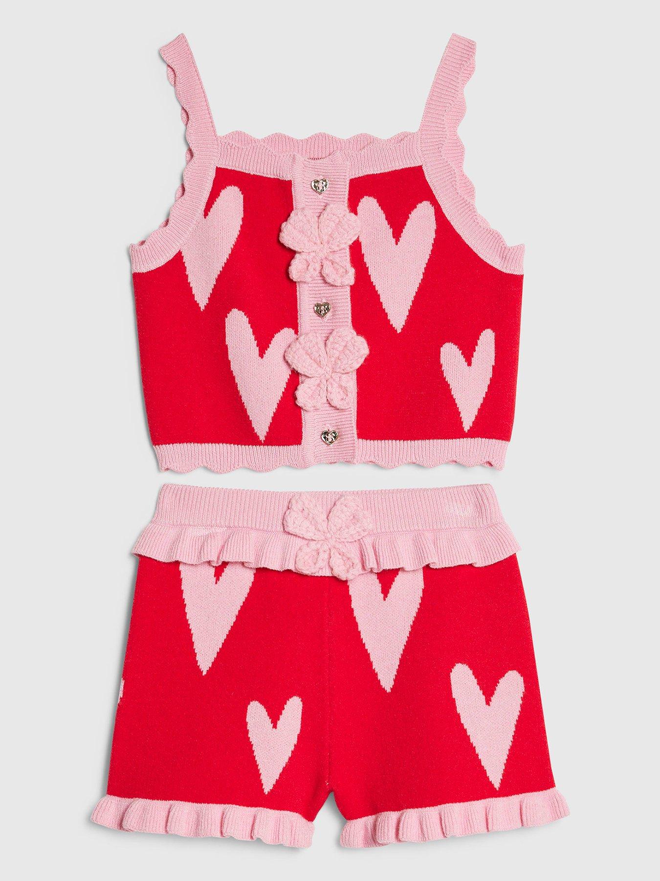 River Island Mini Girls Heart Knitted Set - Red