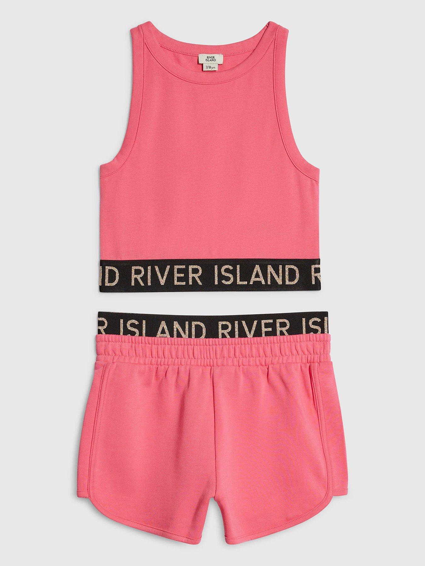 River Island Older Girls Waistband Tank Top And Shorts Set - Pink