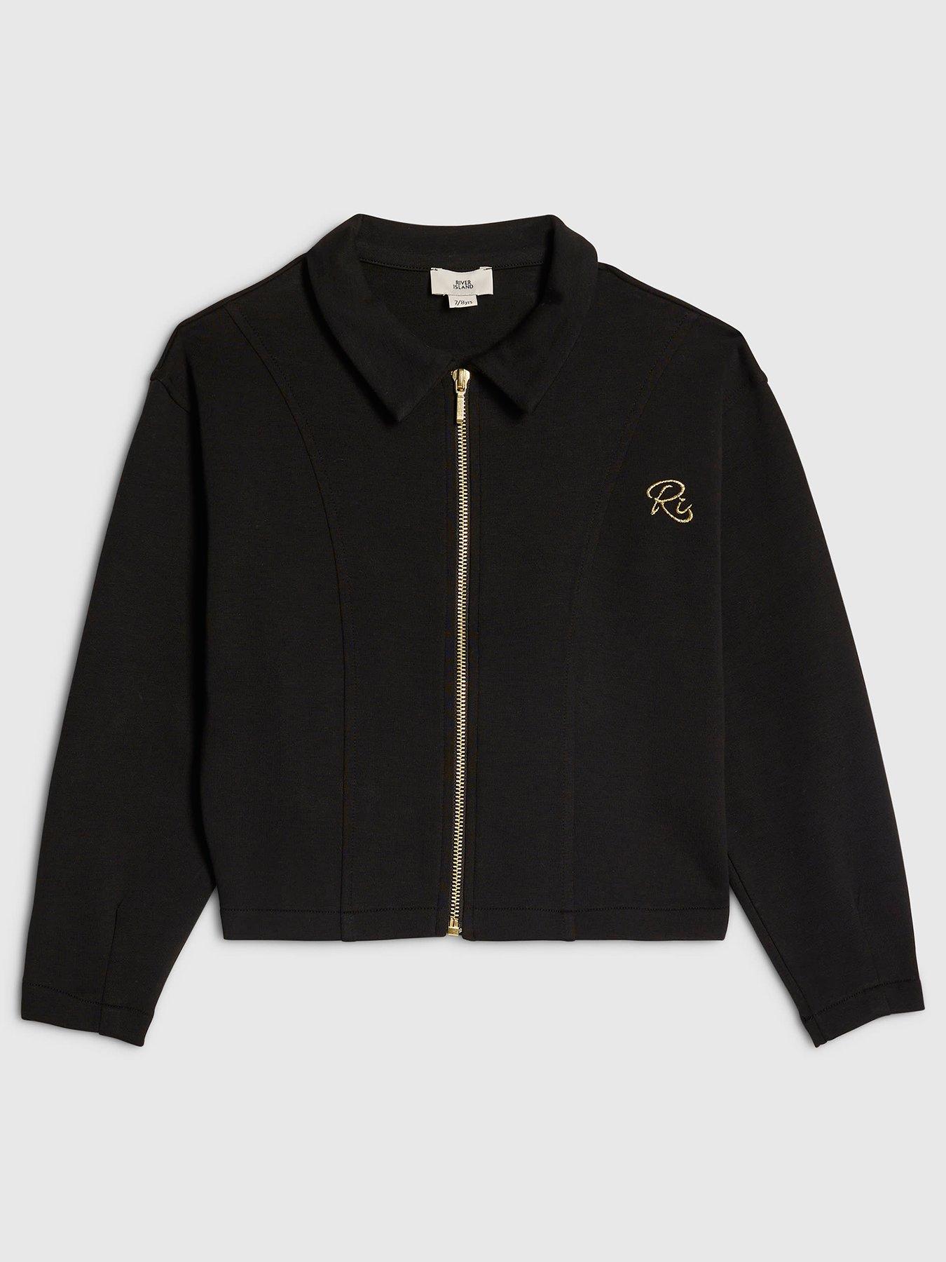 River Island Older Girls Zip Through Collar Jacket - Black