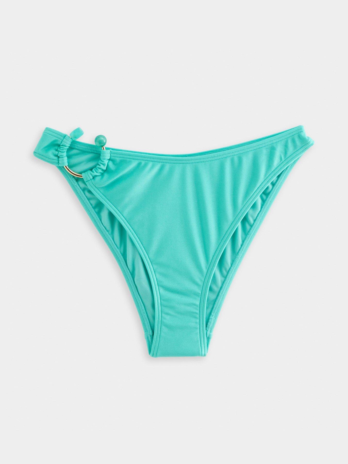 Image 6 of 6 of New Look Turquoise High Leg Hipster Ring Bikini Briefs