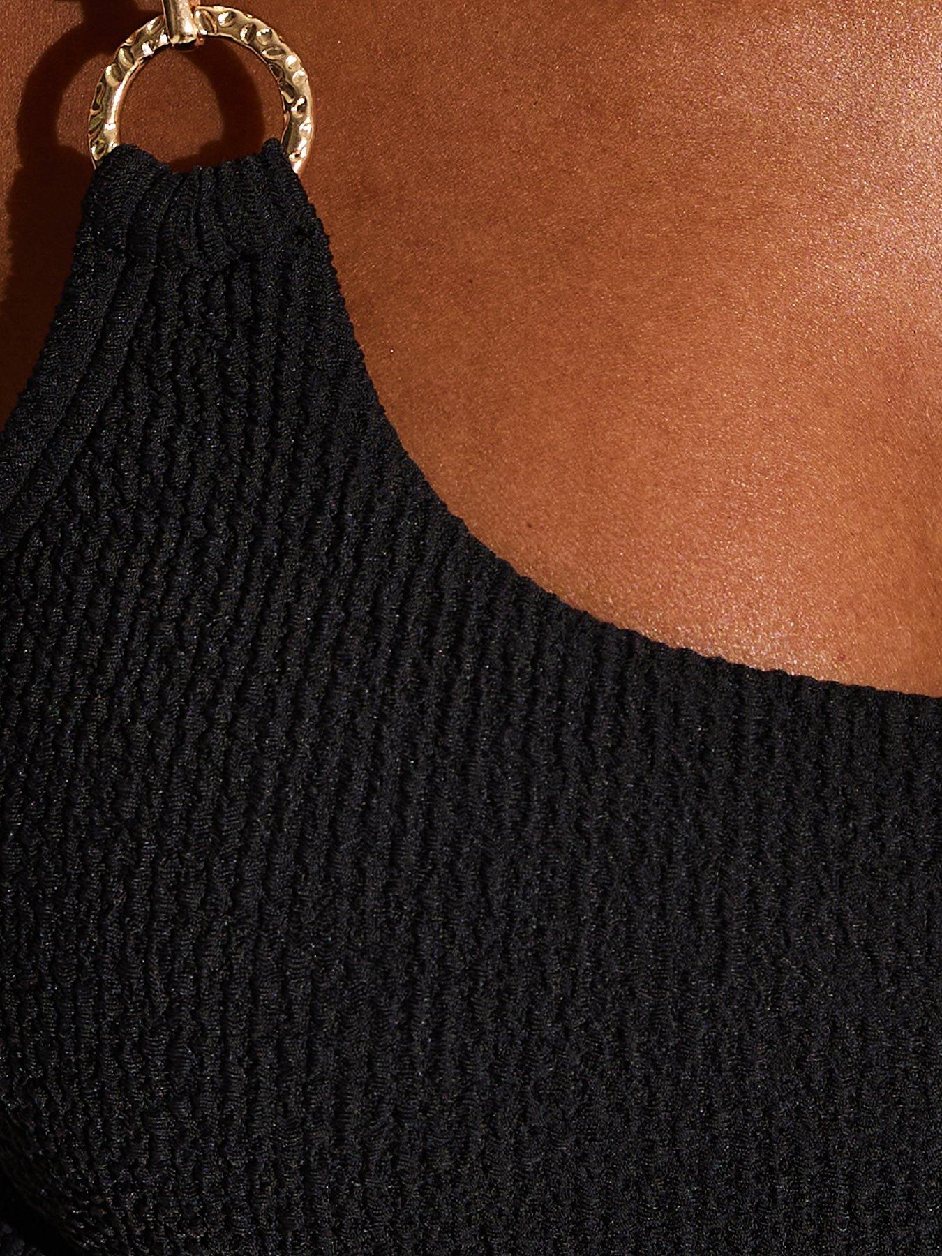 Image 5 of 5 of New Look Tummy Control Double Ring Trim Swimsuit - Black