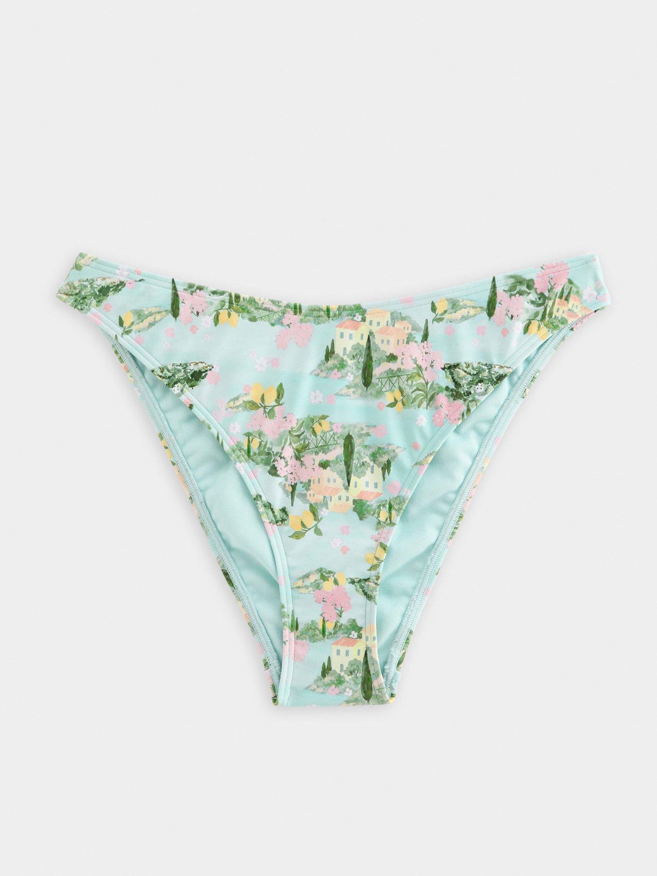 Image 6 of 6 of New Look Light Blue Scene High Leg Hipster Bikini Briefs - Multi