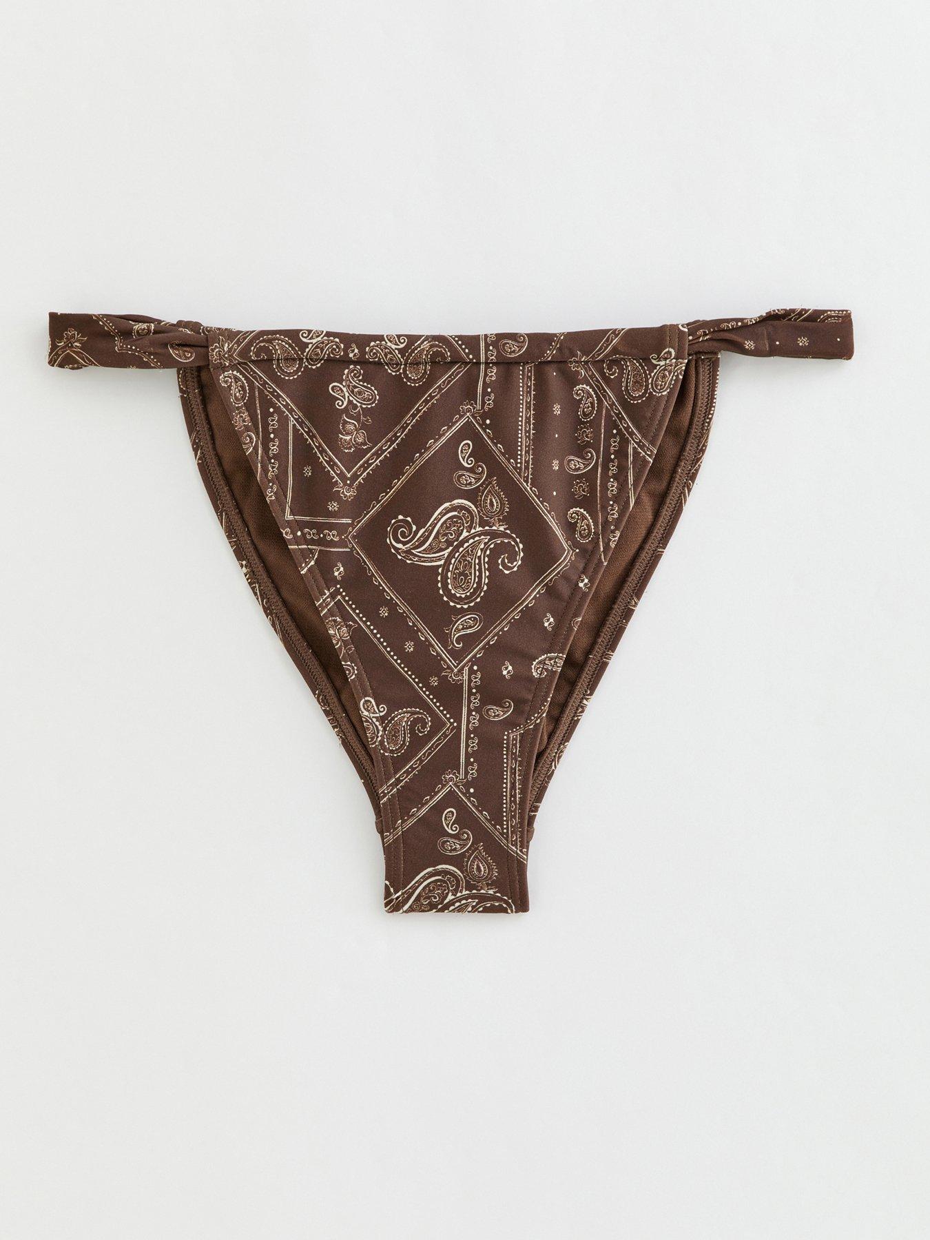 Image 6 of 6 of New Look Dark Brown Bandana Pattern Tanga Co-ord Bikini Bottoms