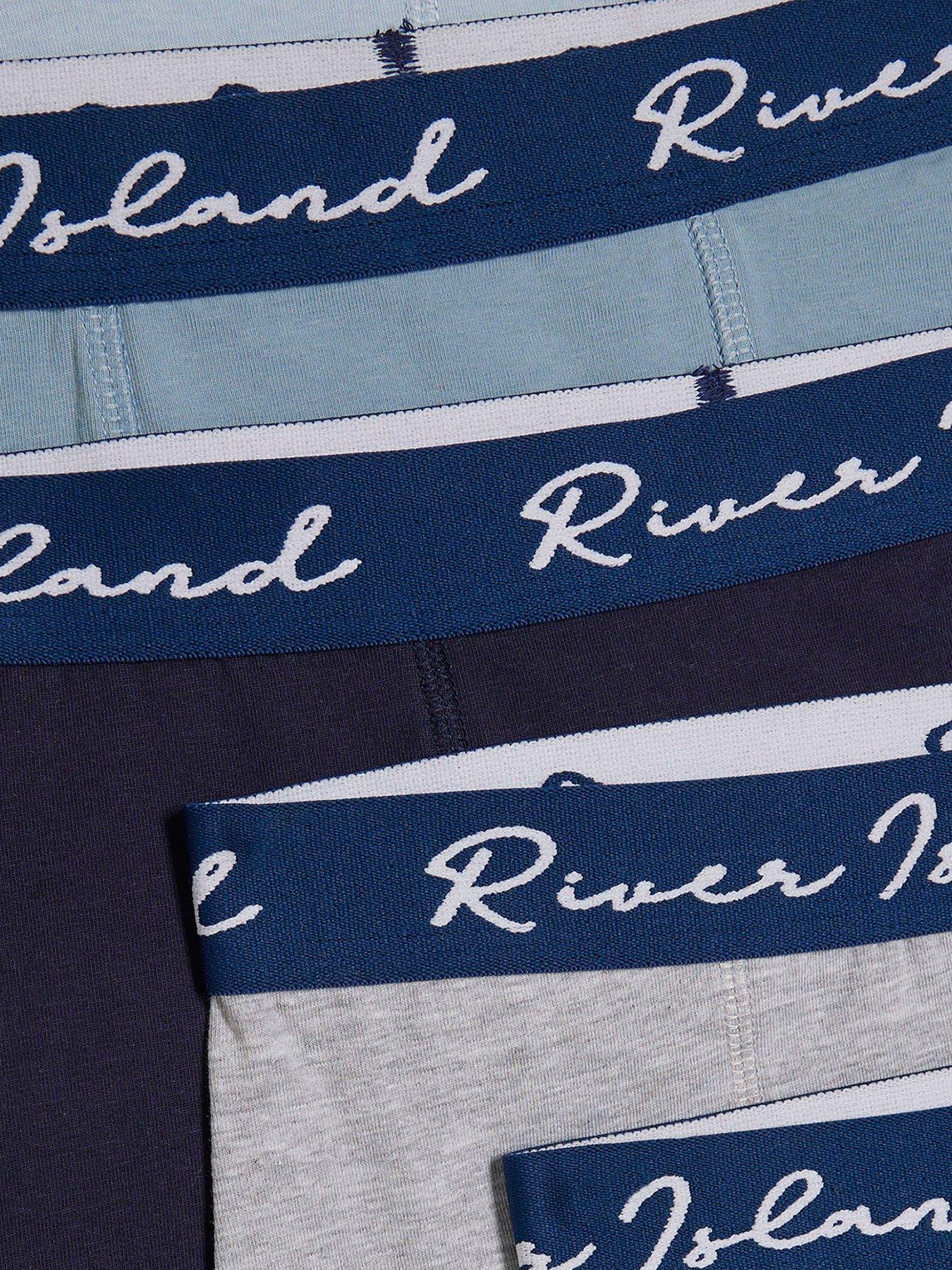 Image 2 of 3 of River Island Boys Scripty Pack Of 5 Boxers - Navy