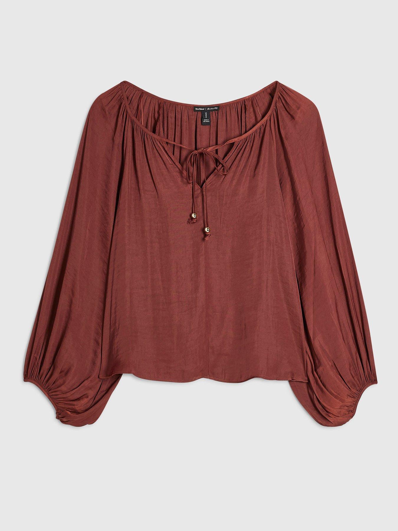 Image 5 of 6 of River Island Airflow Notch Neck Top - Brown