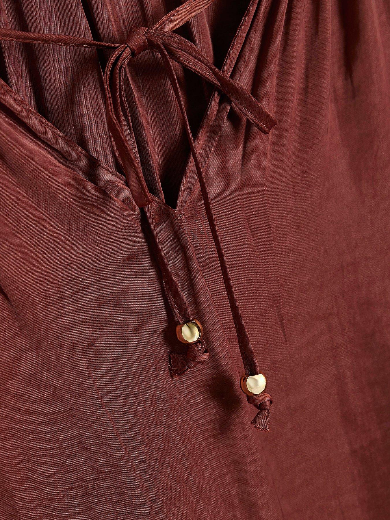 Image 6 of 6 of River Island Airflow Notch Neck Top - Brown