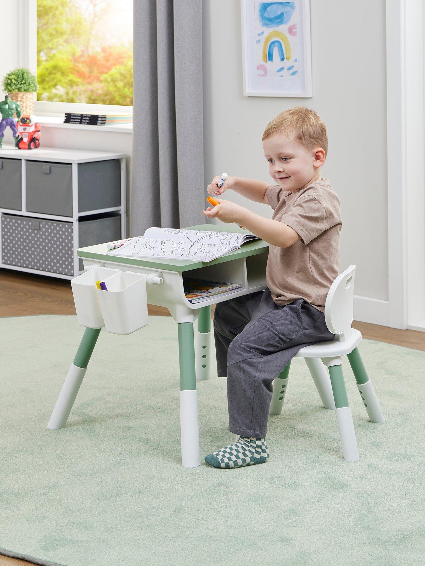 Liberty House Toys Kids Scandi Table and Chair Set | Wooden & Plastic, White & GReen, Height Adjustable - Image 3