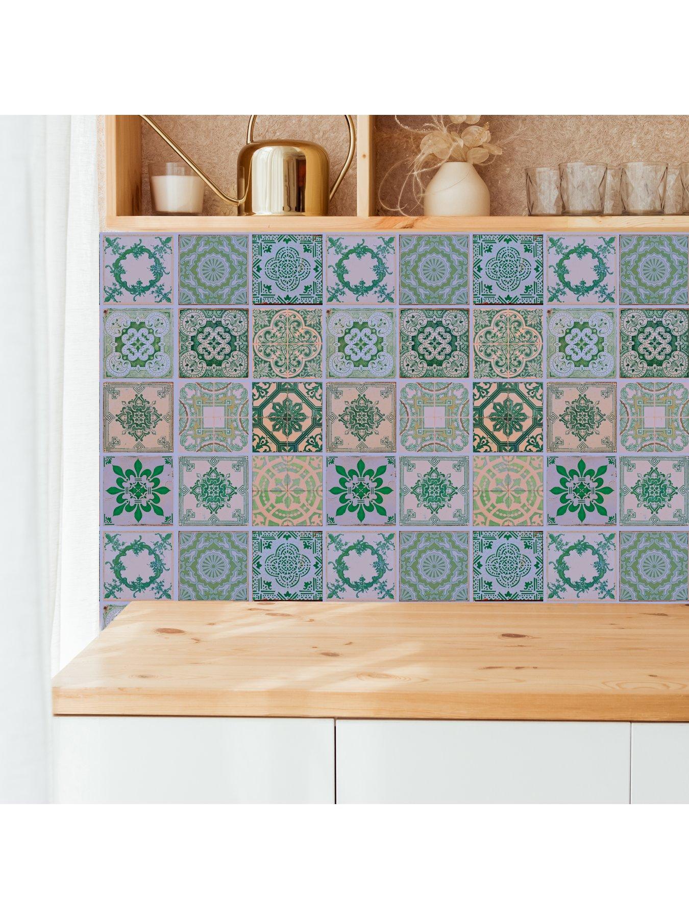 Image 3 of 7 of Walplus Vintage Green Antique Azulejo Wall Tile Sticker Set - 15 X 15 Cm (6 X 6 In) - 24 Pcs