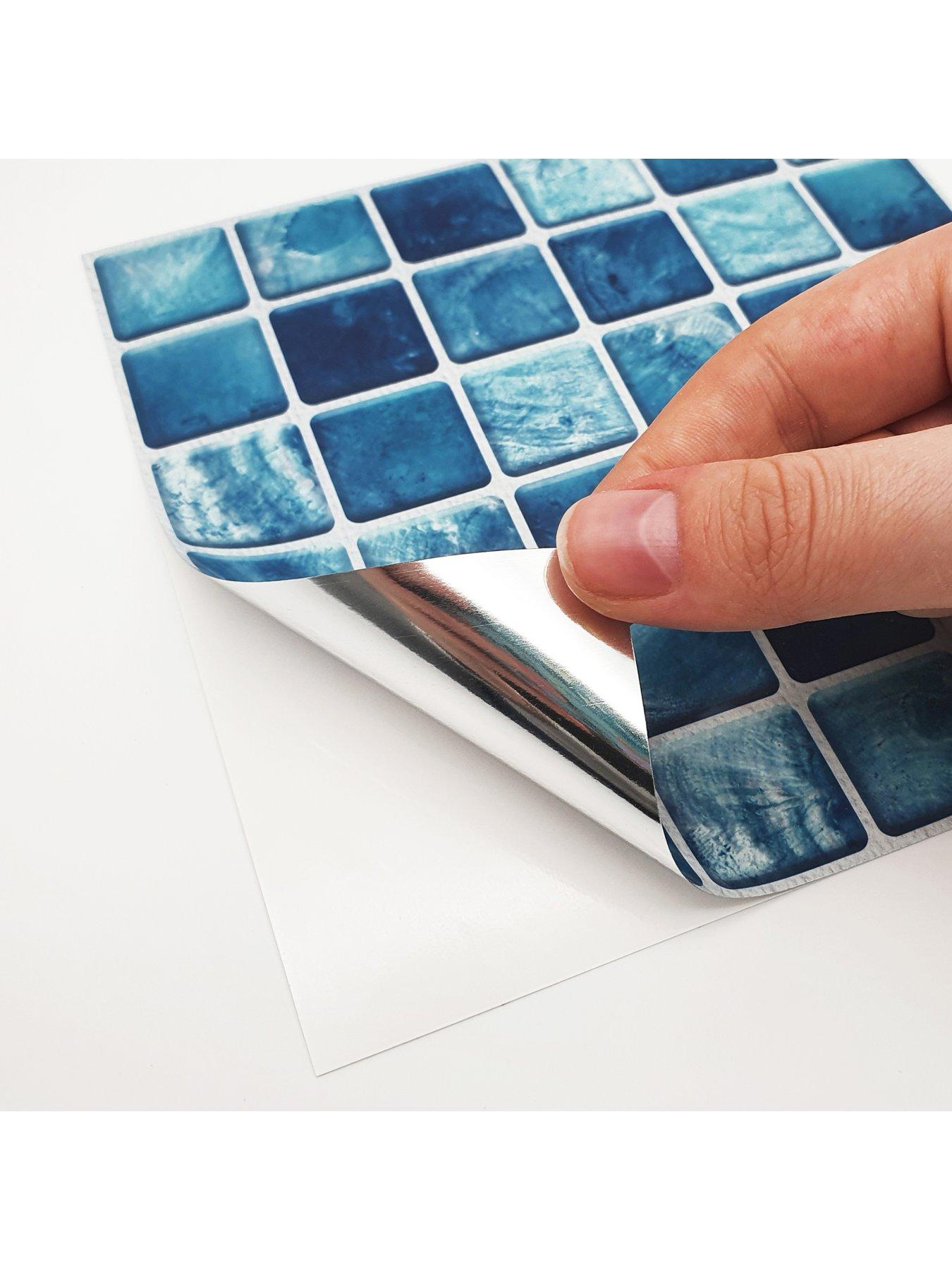 Image 4 of 7 of Walplus Mother Pearl Turquoise Jewel Mosaic Wall Tile Sticker Set - 15cm (6inch) - 24pcs One Pack