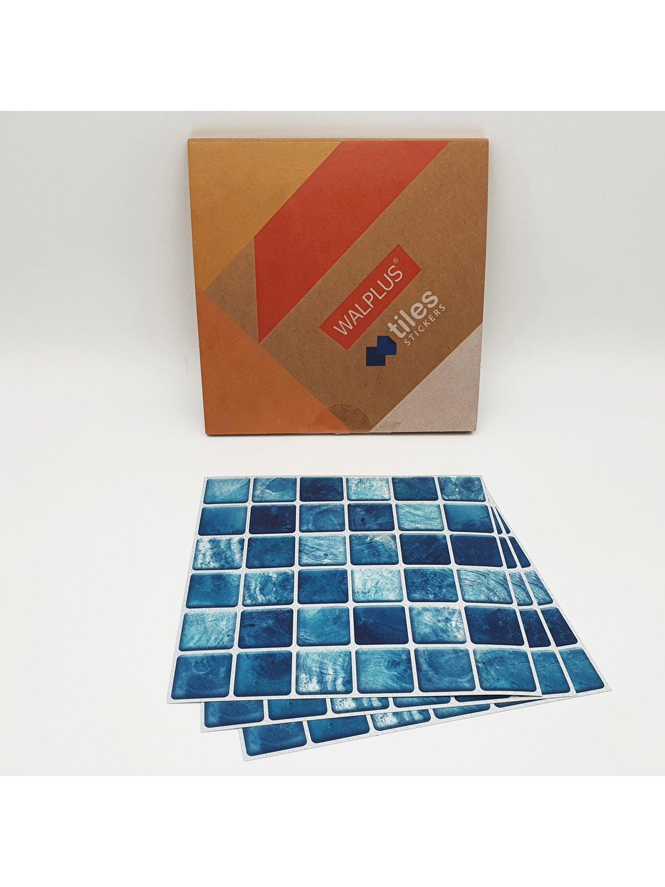 Image 5 of 7 of Walplus Mother Pearl Turquoise Jewel Mosaic Wall Tile Sticker Set - 15cm (6inch) - 24pcs One Pack