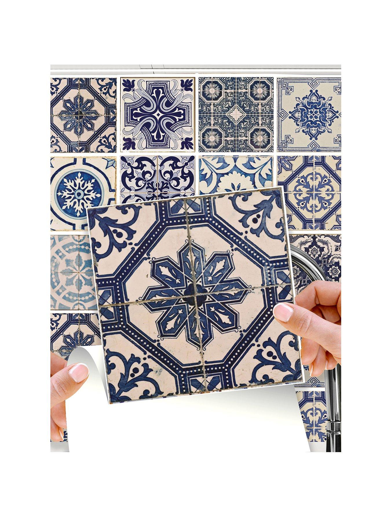 Image 2 of 7 of Walplus Malaga Spanish Blue Wall Tile Sticker Set - 15 X 15 Cm (6 X 6 In) - 24 Pcs