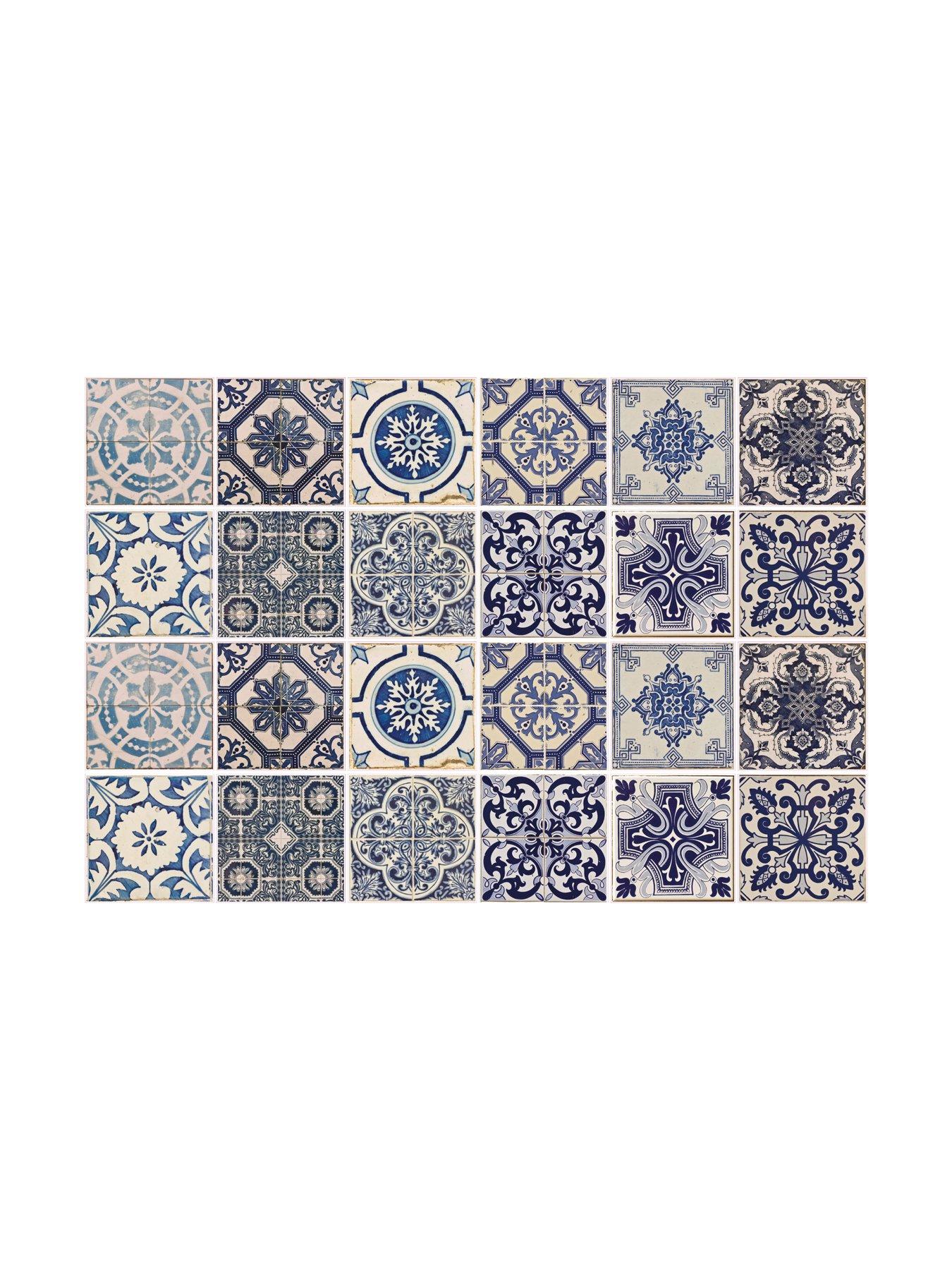 Image 3 of 7 of Walplus Malaga Spanish Blue Wall Tile Sticker Set - 15 X 15 Cm (6 X 6 In) - 24 Pcs