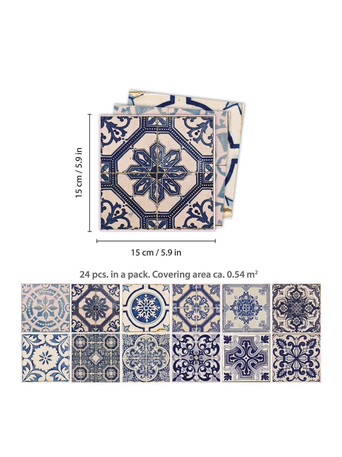 Image 4 of 7 of Walplus Malaga Spanish Blue Wall Tile Sticker Set - 15 X 15 Cm (6 X 6 In) - 24 Pcs