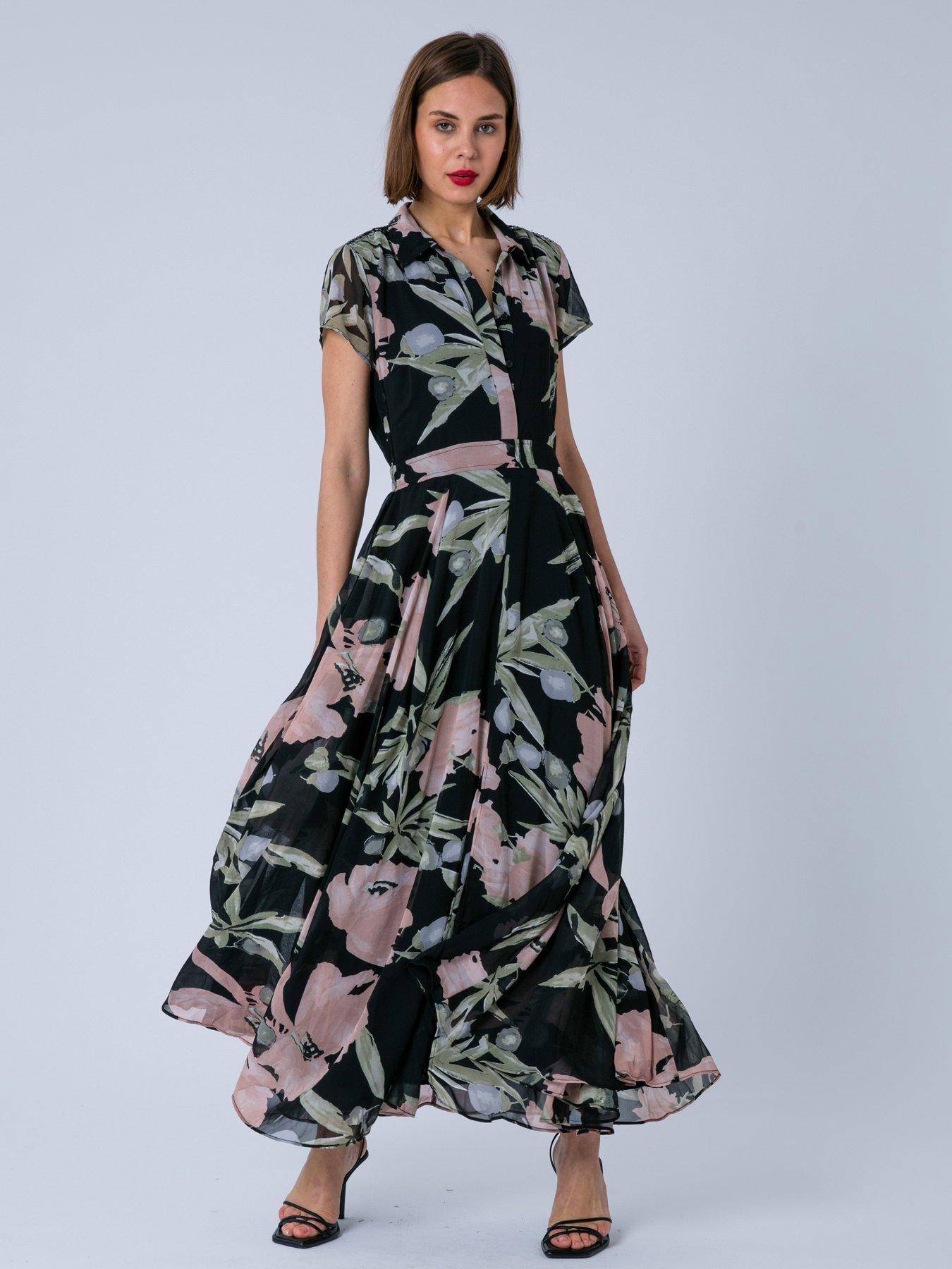 Religion Ava Maxi Occasion Shirt Dress - Black