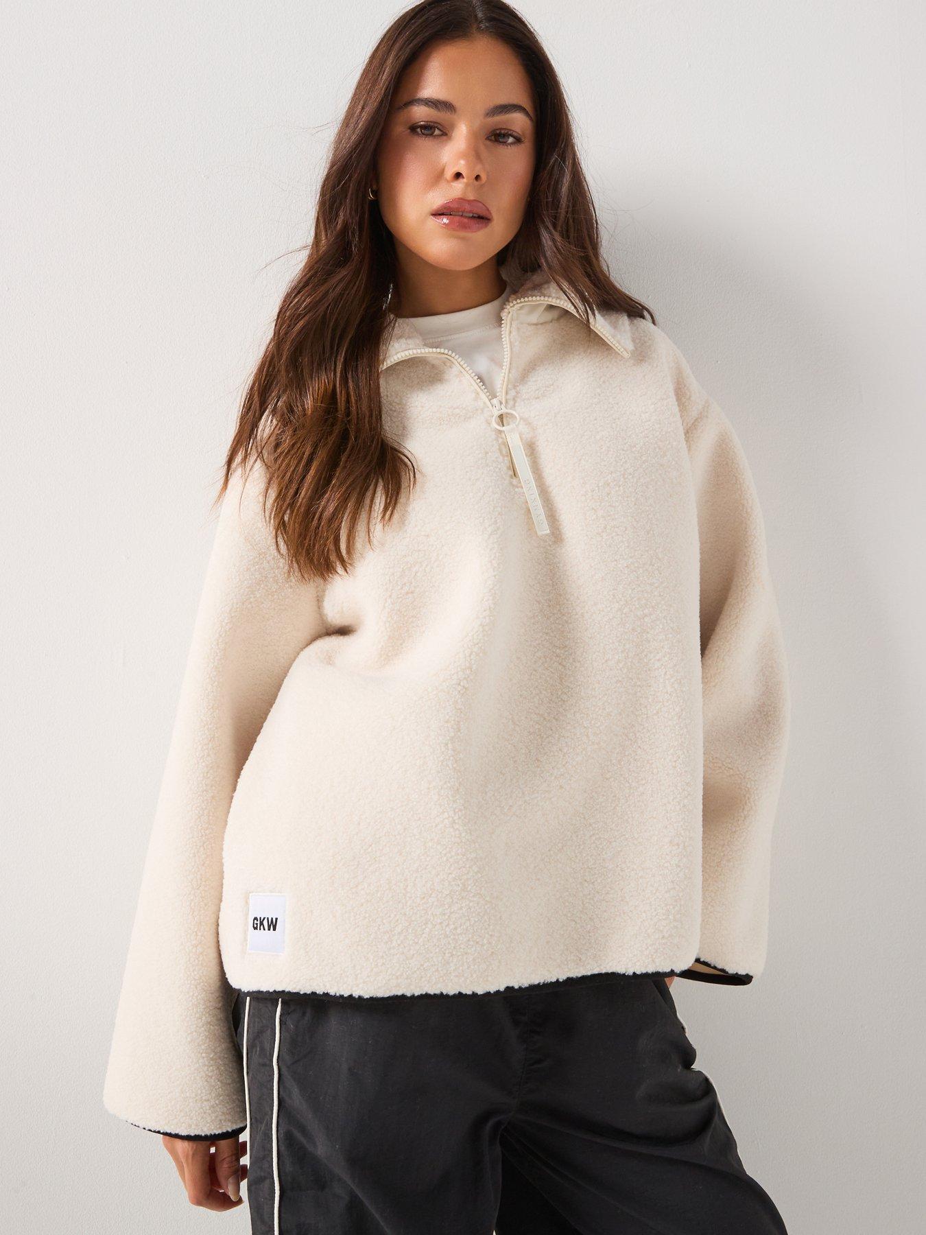 Gym King Womens Replenish Borg Half Zip - Cream