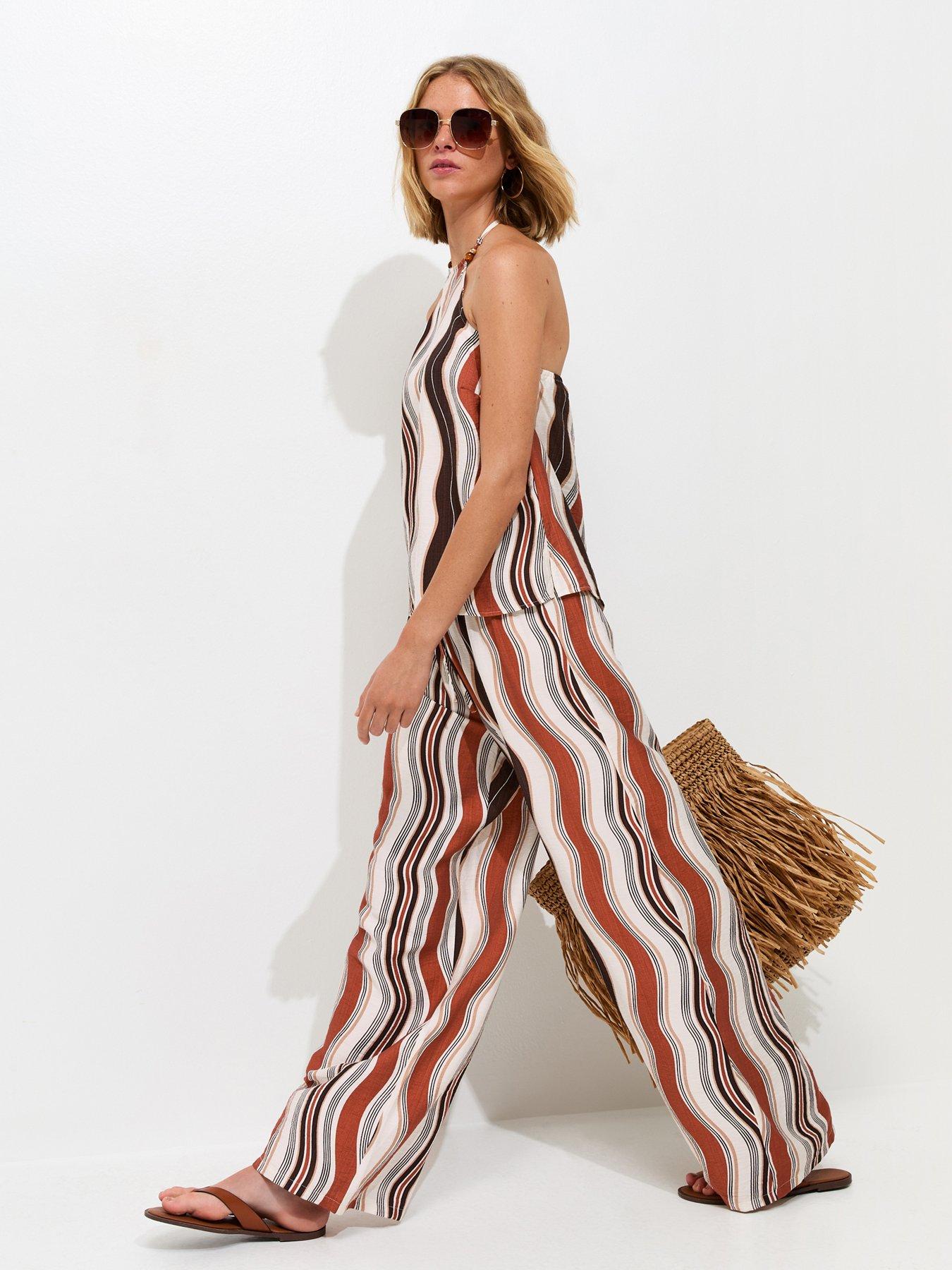 Image 4 of 5 of New Look Soft Touch Wavy Halter Top - Brown