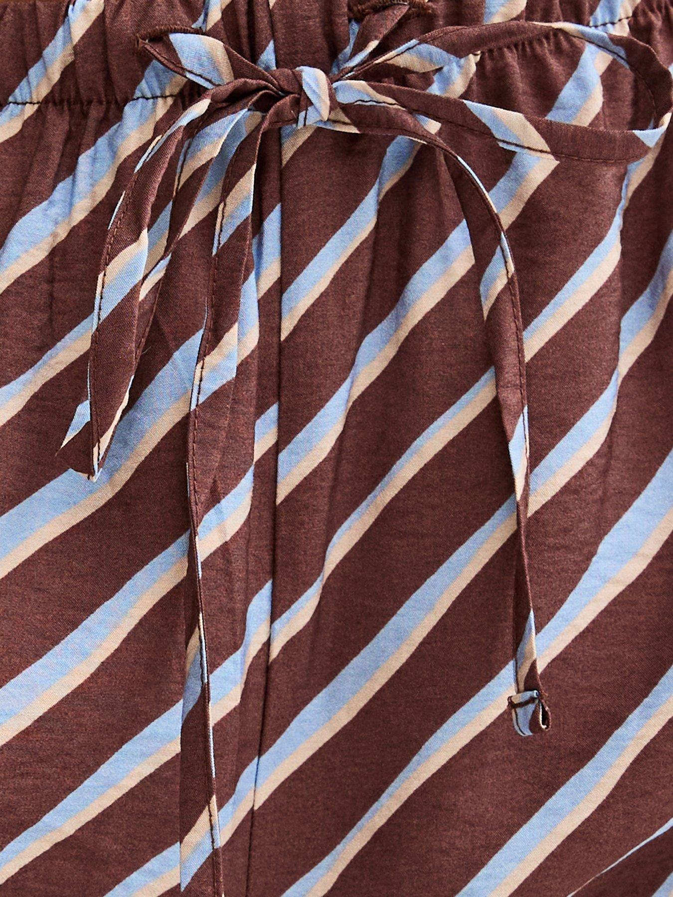 Image 6 of 6 of New Look Diagonal Stripe Wide Leg Trousers - Brown