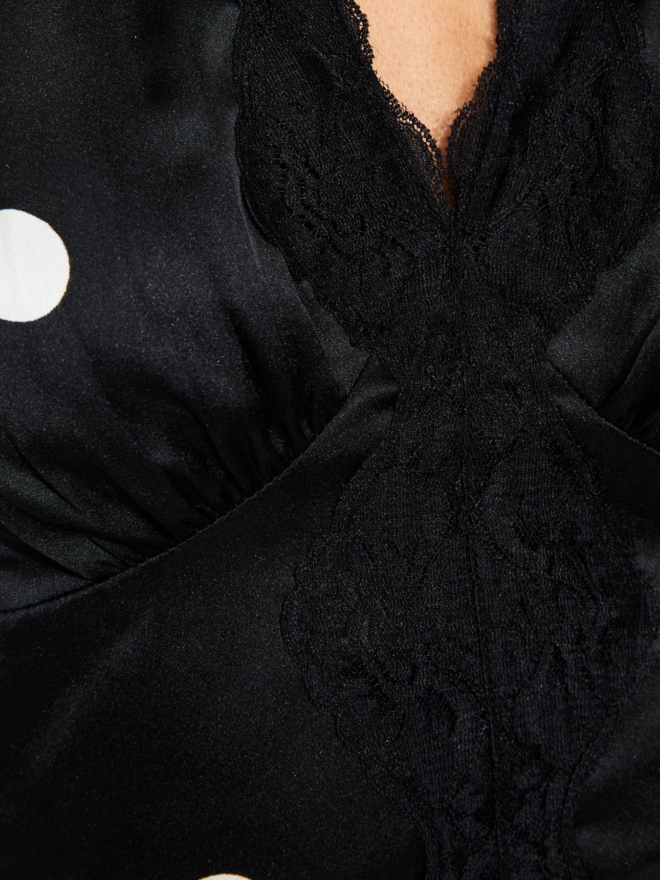 Image 5 of 5 of New Look Black Satin Polka Dot Sleeveless Top