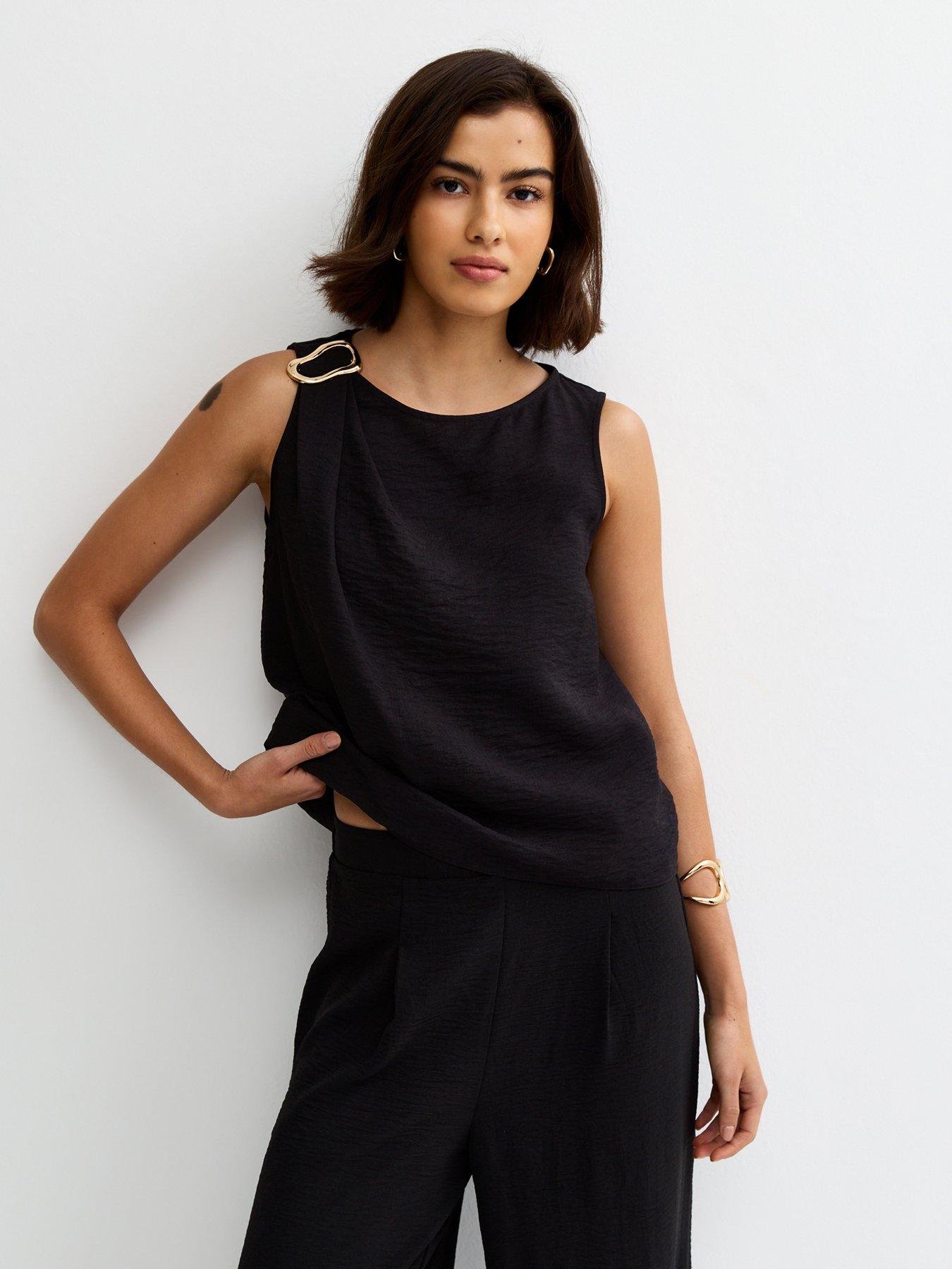 New Look Hardware Detail Sleeveless Tank Top - Black