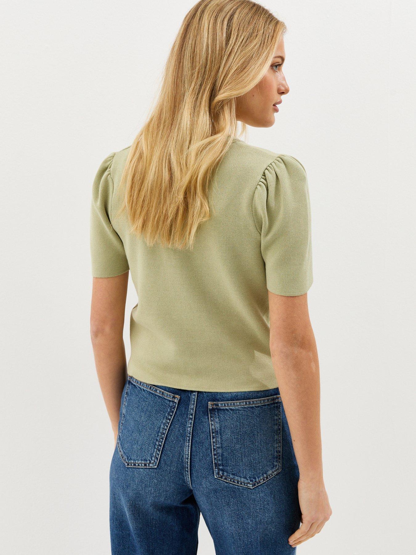 Image 2 of 5 of New Look Light Green Lightweight Short Sleeve Cardigan