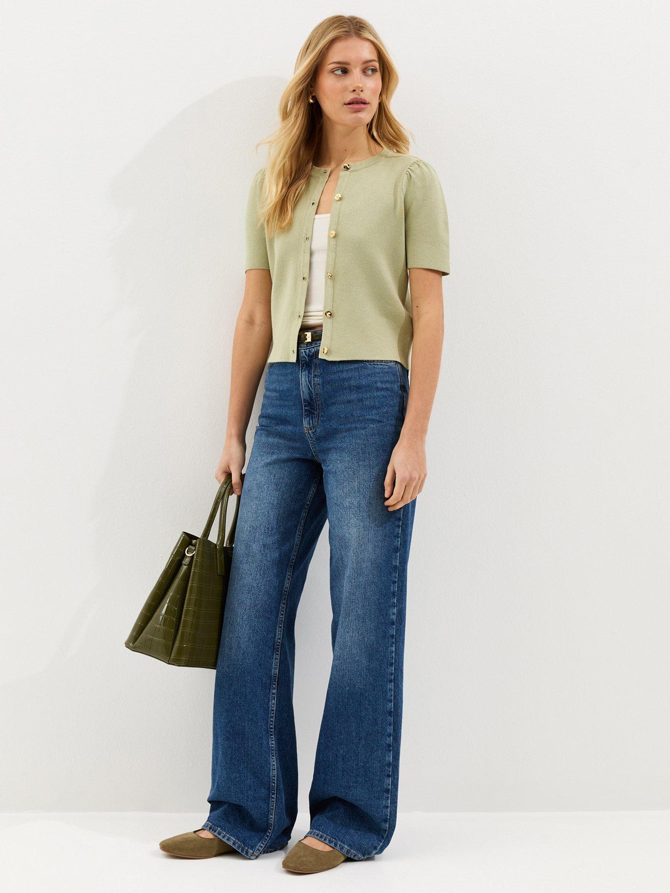 Image 3 of 5 of New Look Light Green Lightweight Short Sleeve Cardigan