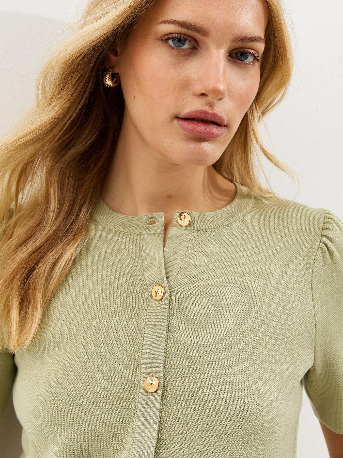 Image 4 of 5 of New Look Light Green Lightweight Short Sleeve Cardigan