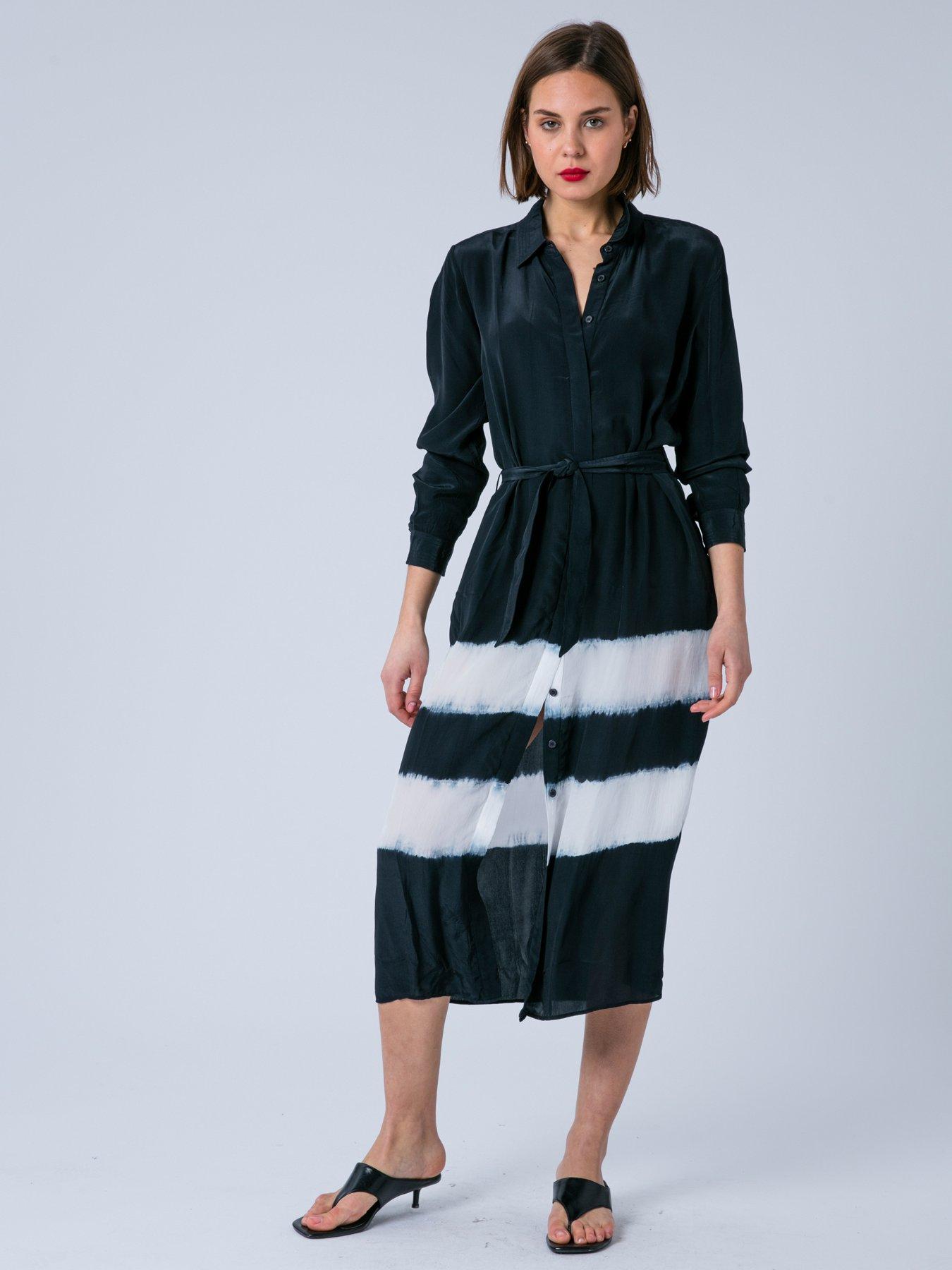 Religion Delicate Tie Dye Tunic Shirt Dress - Black