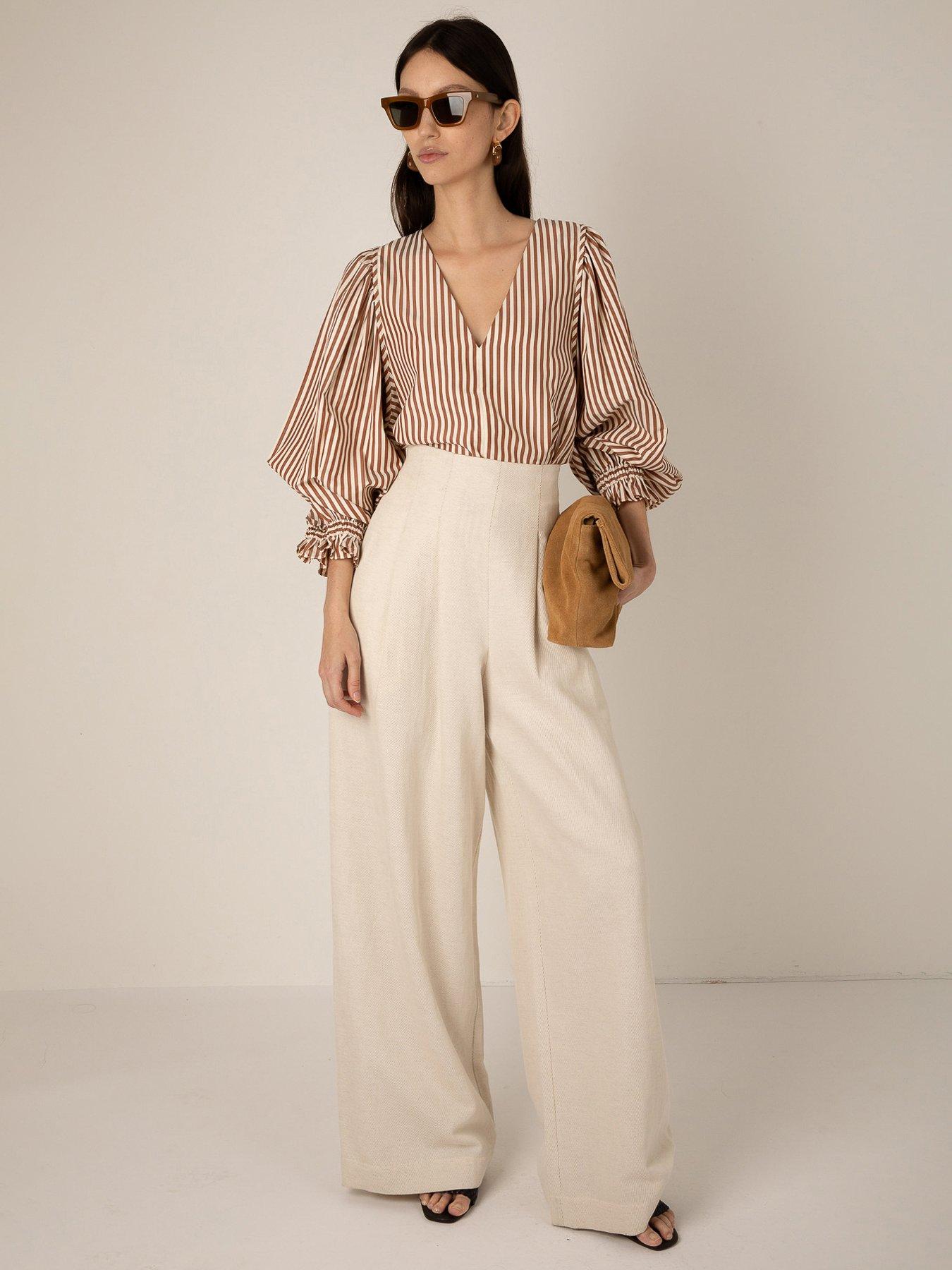 Image 1 of 4 of Vi.ve.re Remi Stripe Blouse - Brown