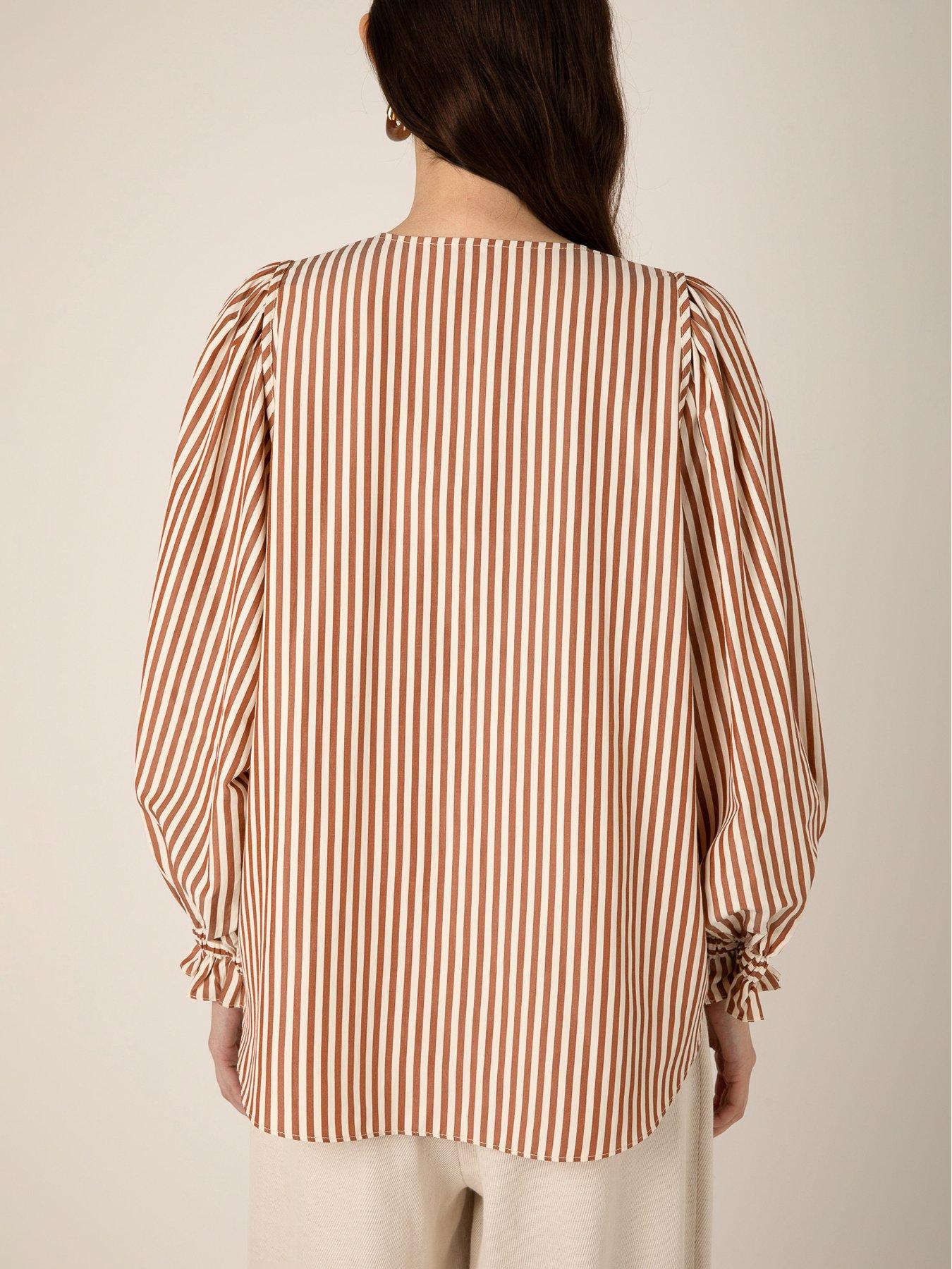 Image 2 of 4 of Vi.ve.re Remi Stripe Blouse - Brown